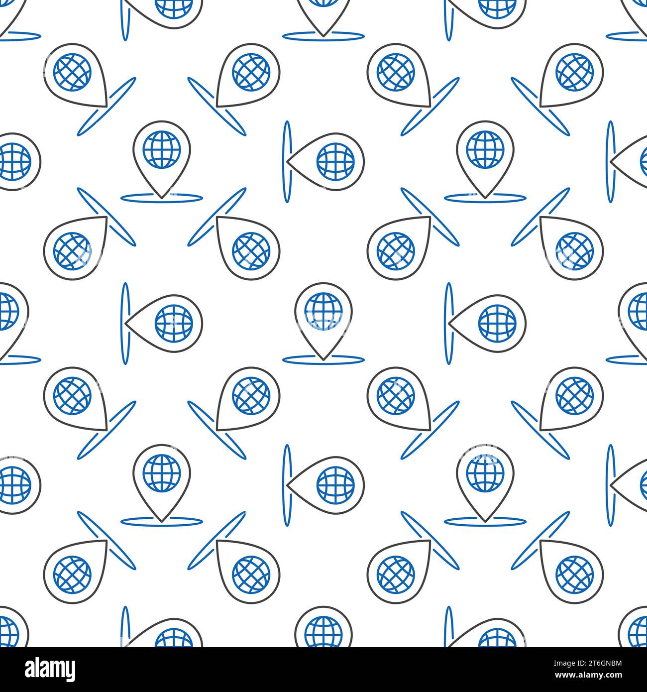 Globe Geo Pin vector concept outline seamless pattern Stock Vector