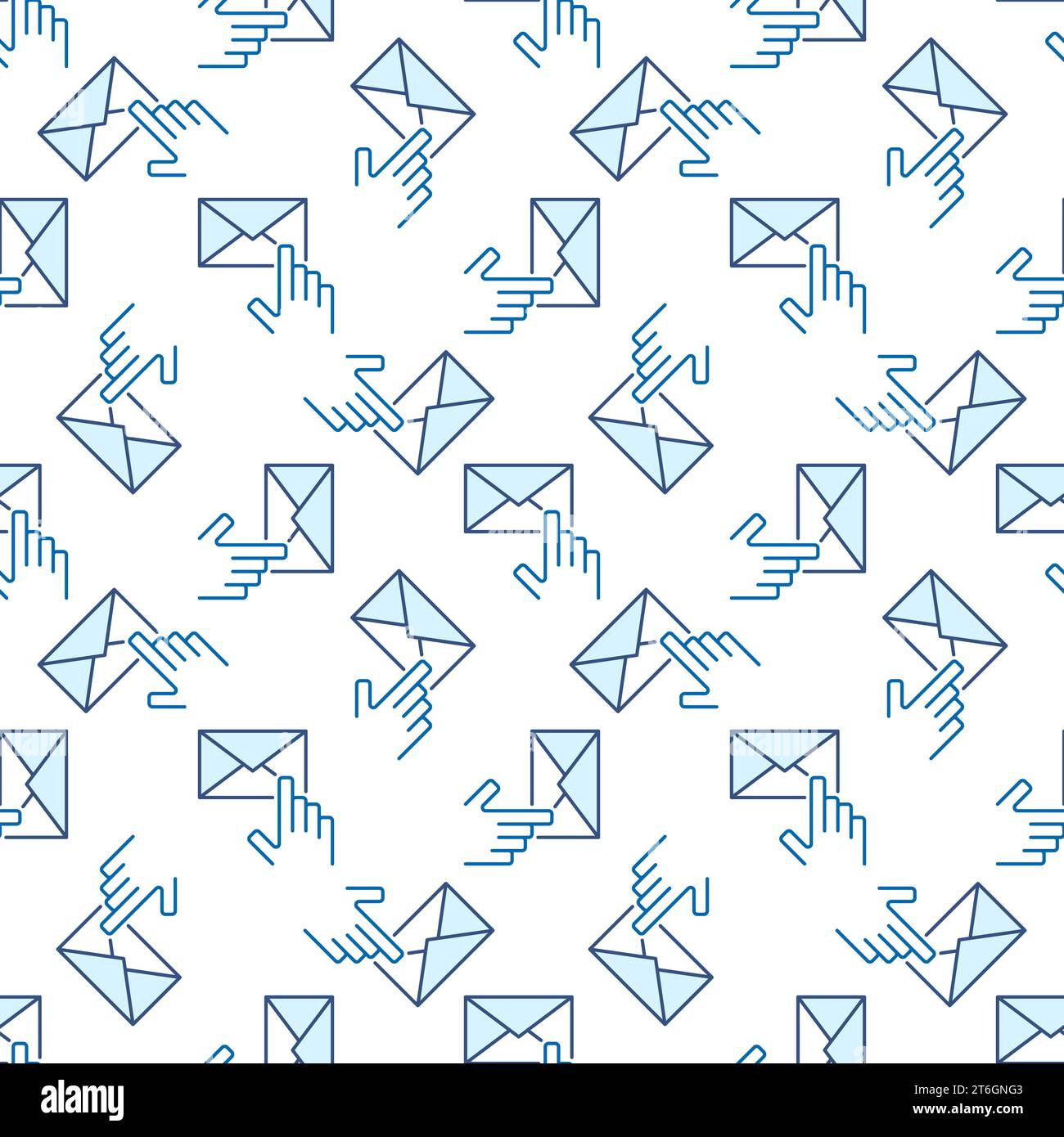 Hand pointing on Envelope vector Email concept colored seamless pattern Stock Vector