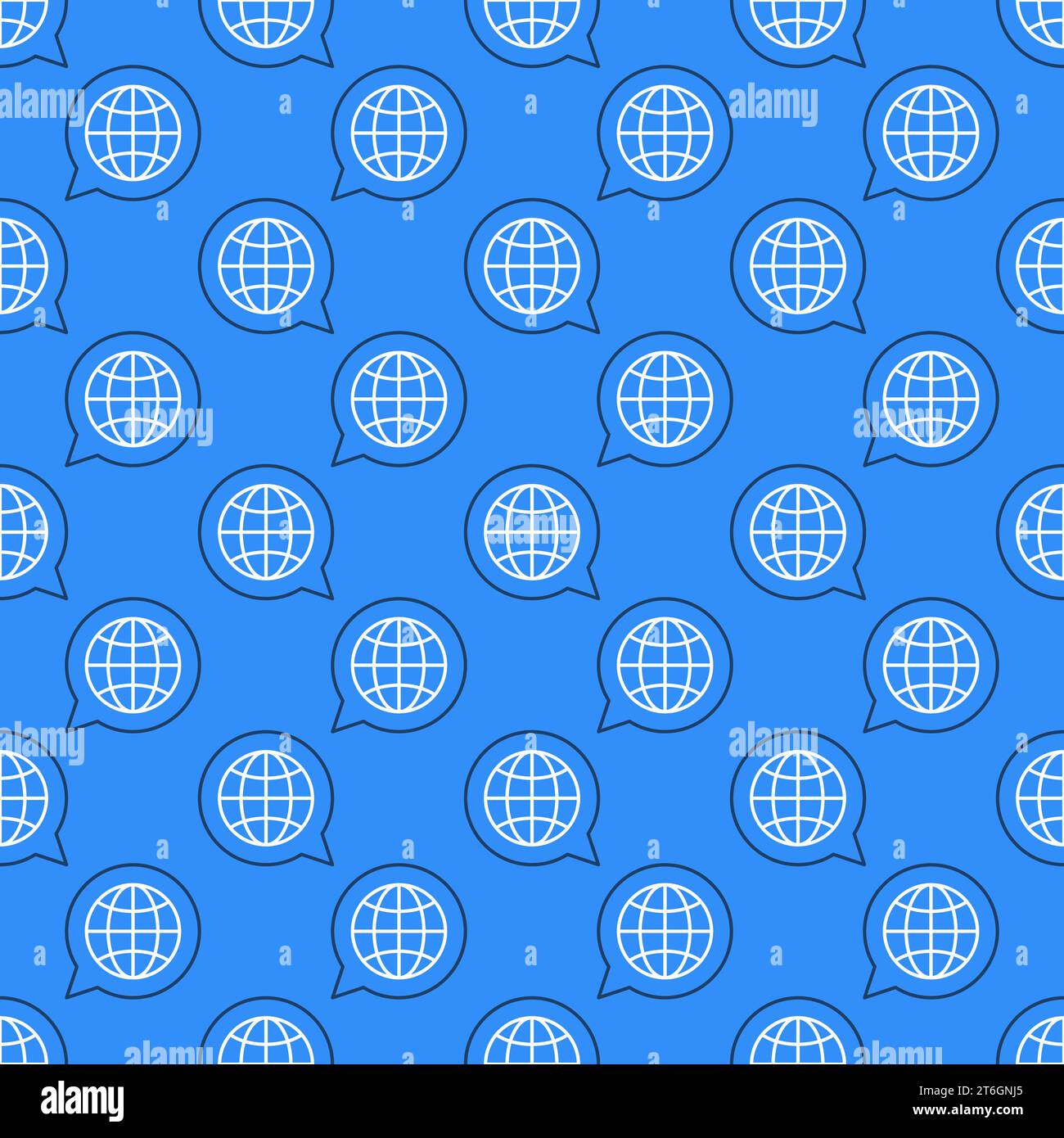 Speech Bubble with Globe vector concept blue line seamless pattern ...