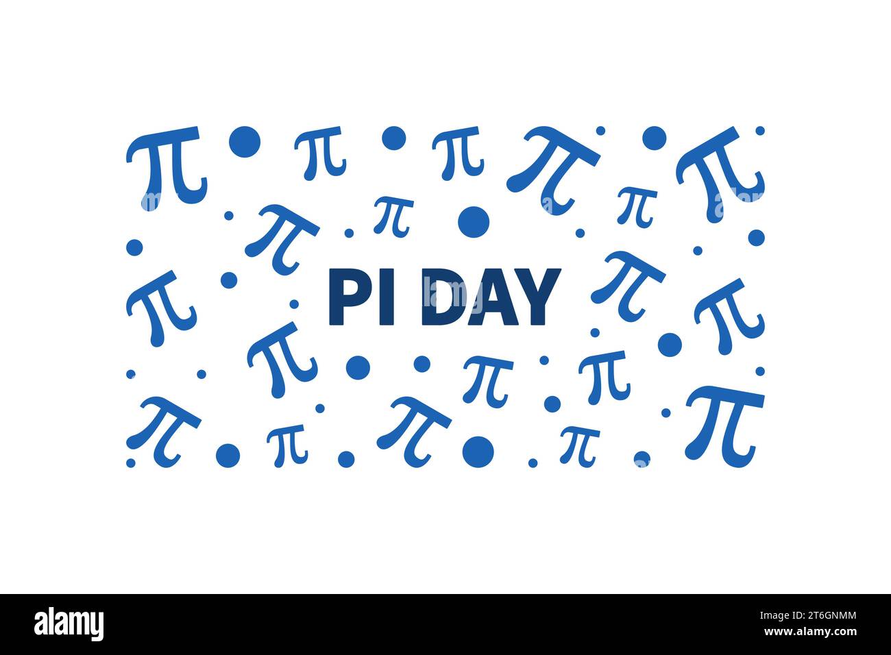 Pi Day on March 14th vector blue horizontal banner Math concept illustration Stock Vector