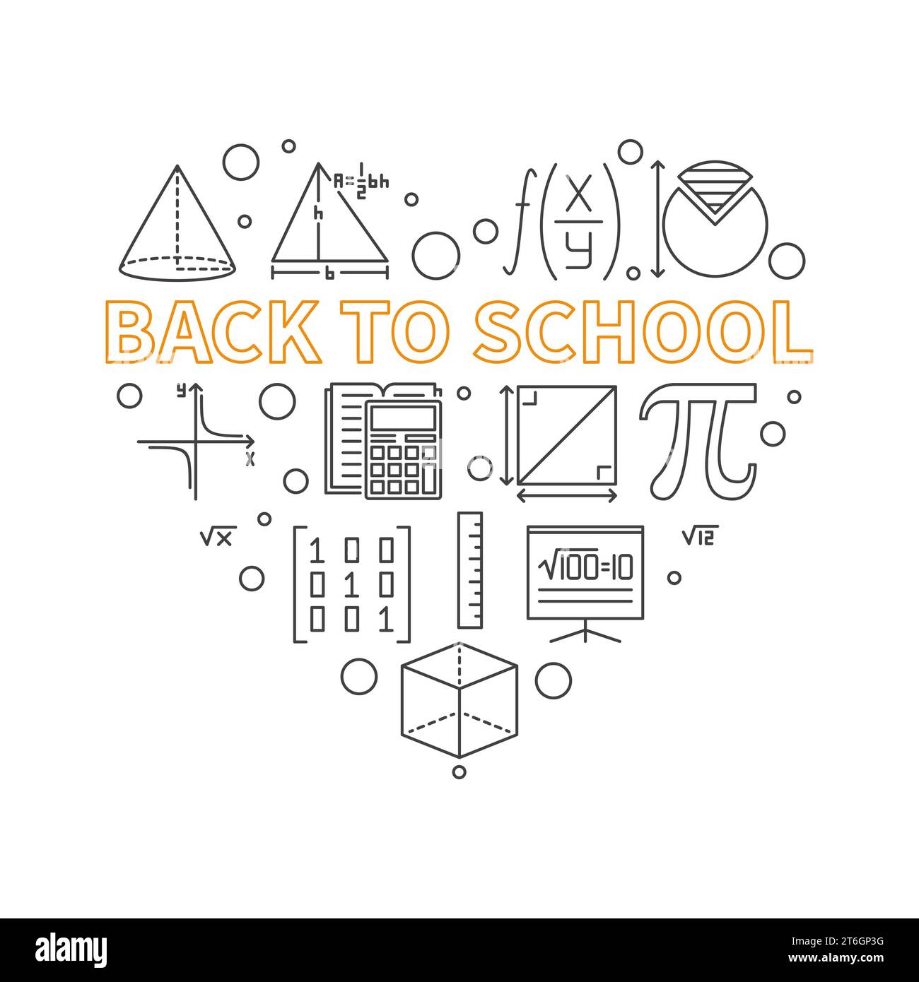 Back to School concept vector thin line heart-shaped banner. Vector ...