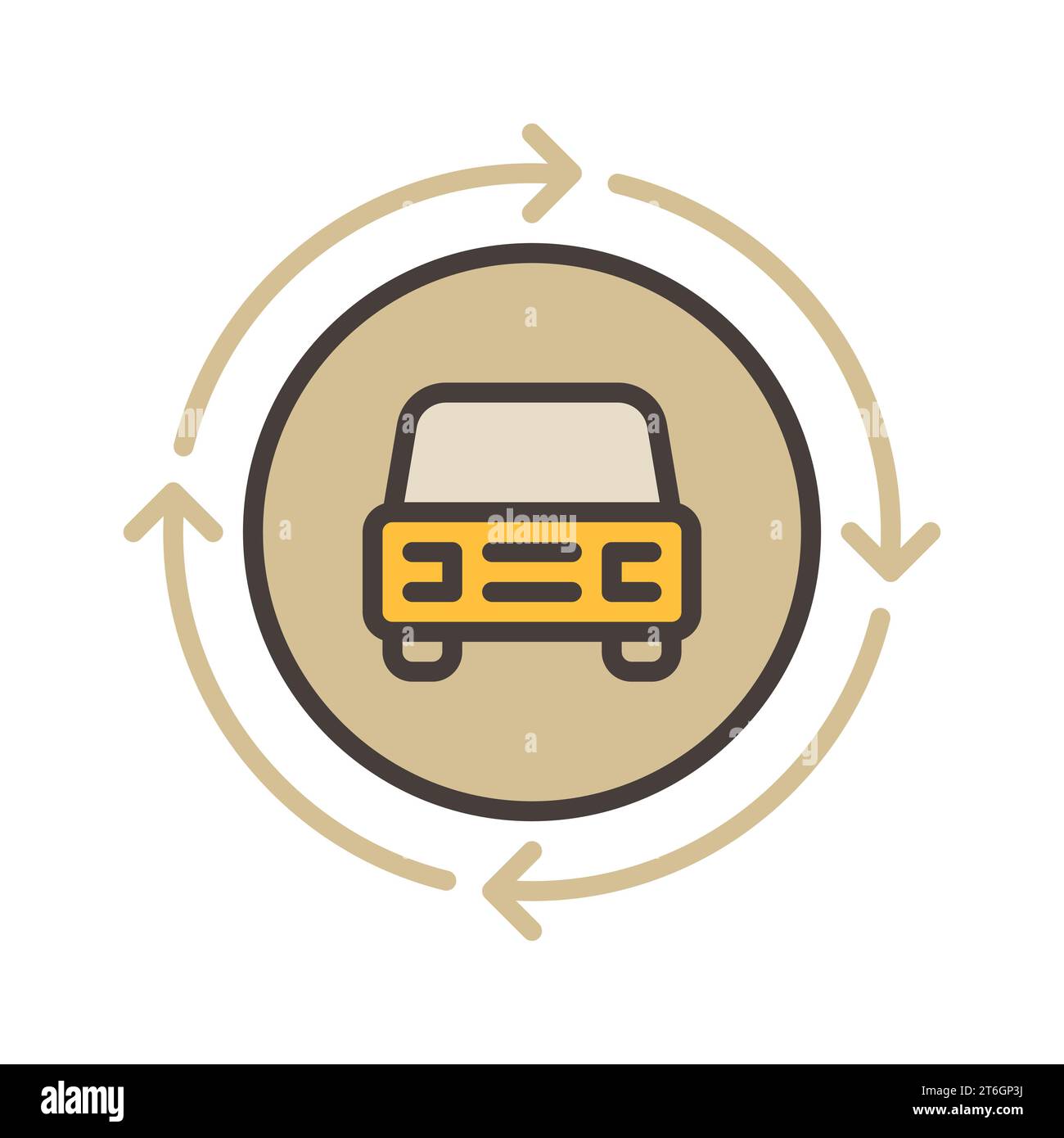 Car inside Circle with Arrows vector Car Sharing concept colored icon