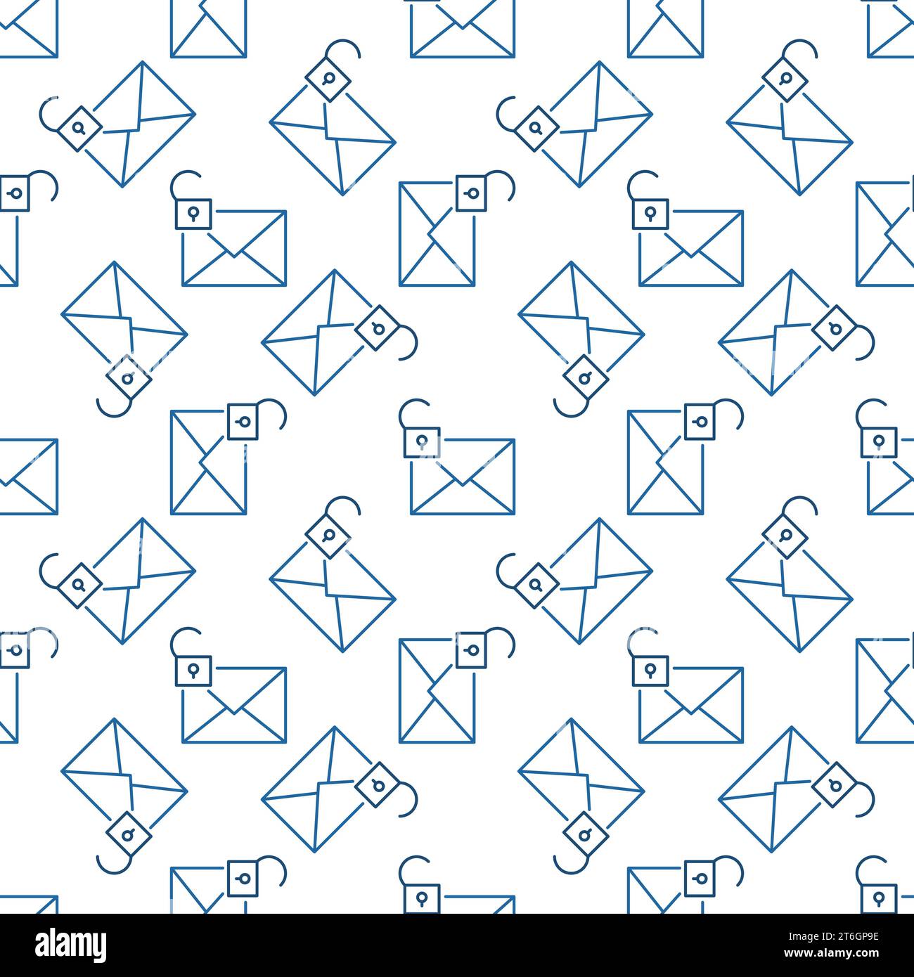 Envelope with Open Padlock vector Email Security concept seamless pattern in thin line style Stock Vector
