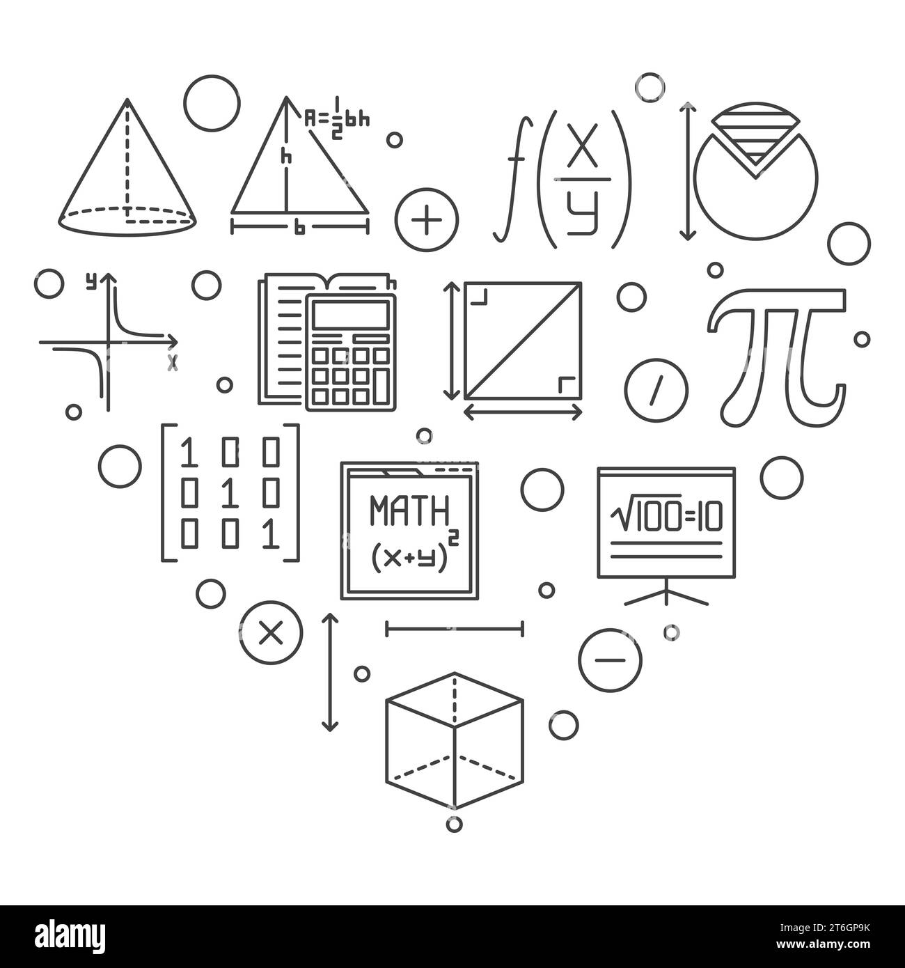 Back to School vector thin line heart shape banner. Science concept ...