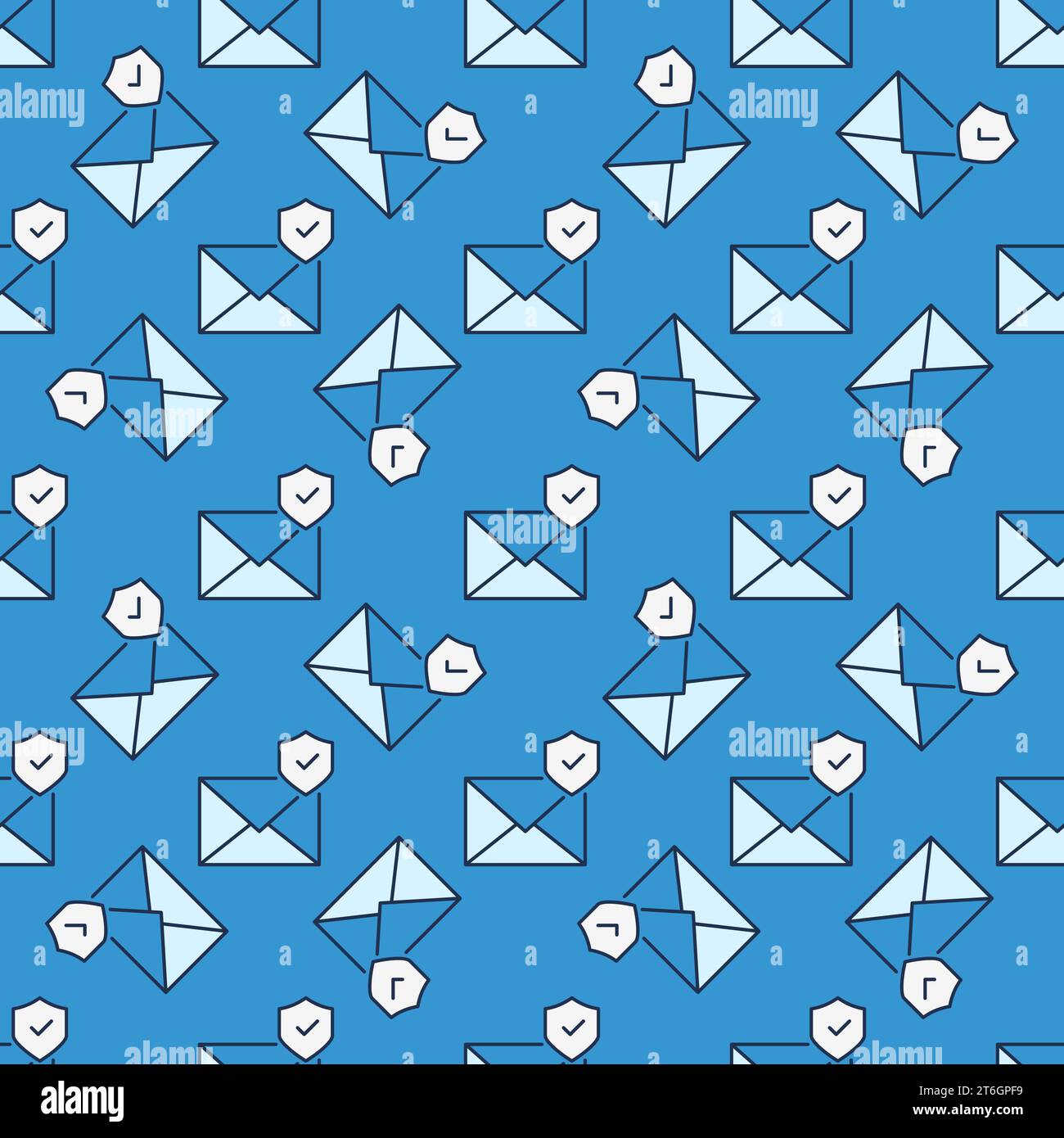 Shield and Envelope vector Email Protection concept colored seamless pattern Stock Vector