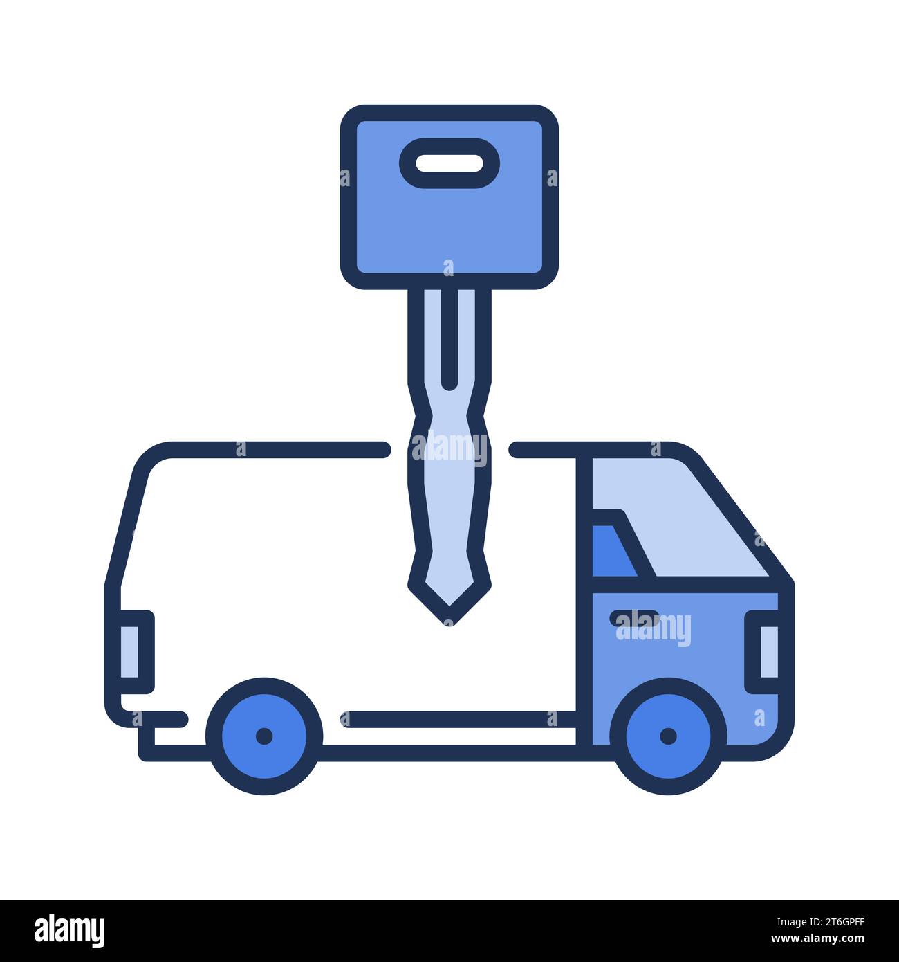 Van Hire vector Rental concept blue icon or design element Stock Vector ...