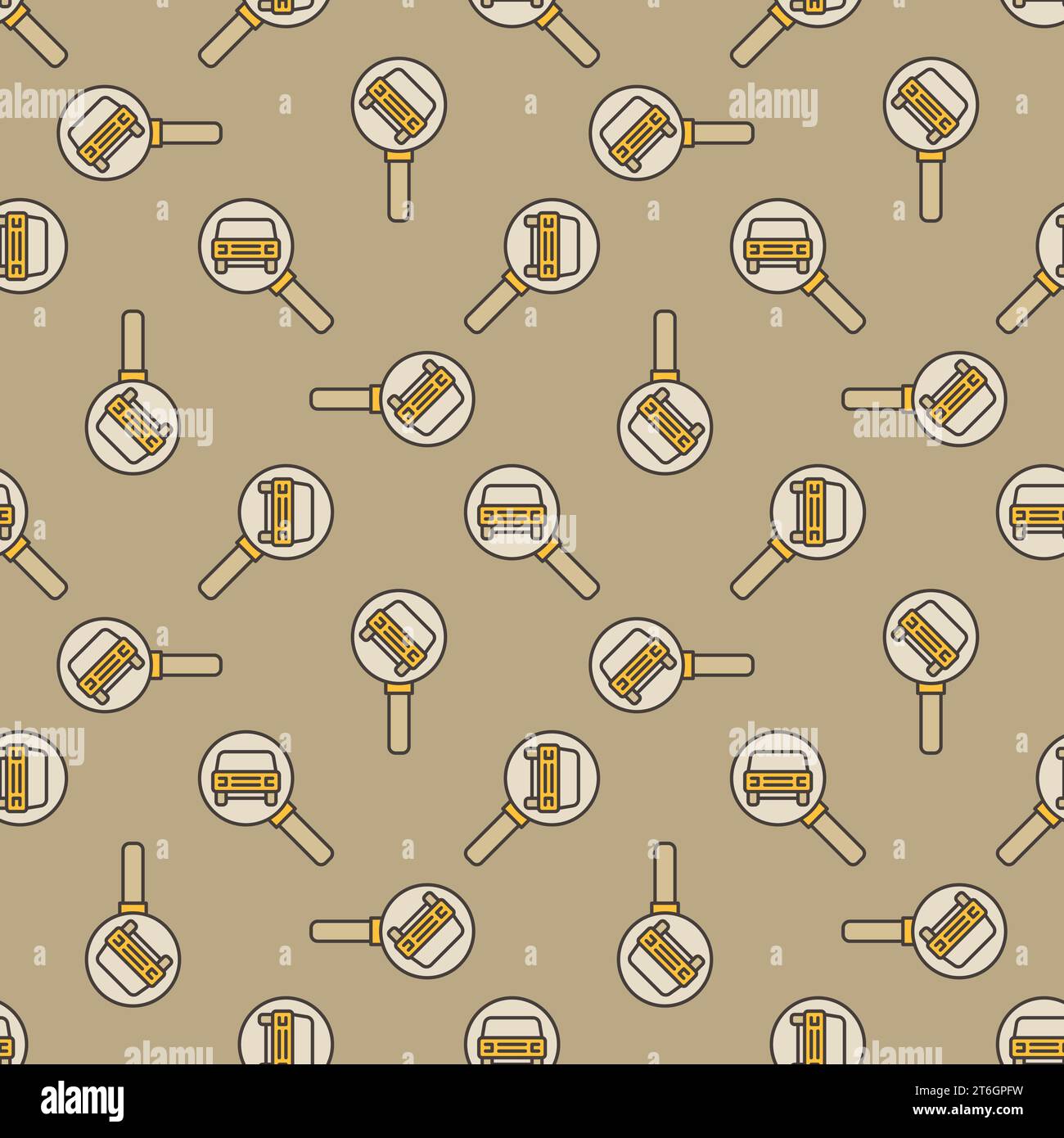 Car Sharing Search vector Magnifier with Auto concept colored seamless pattern Stock Vector