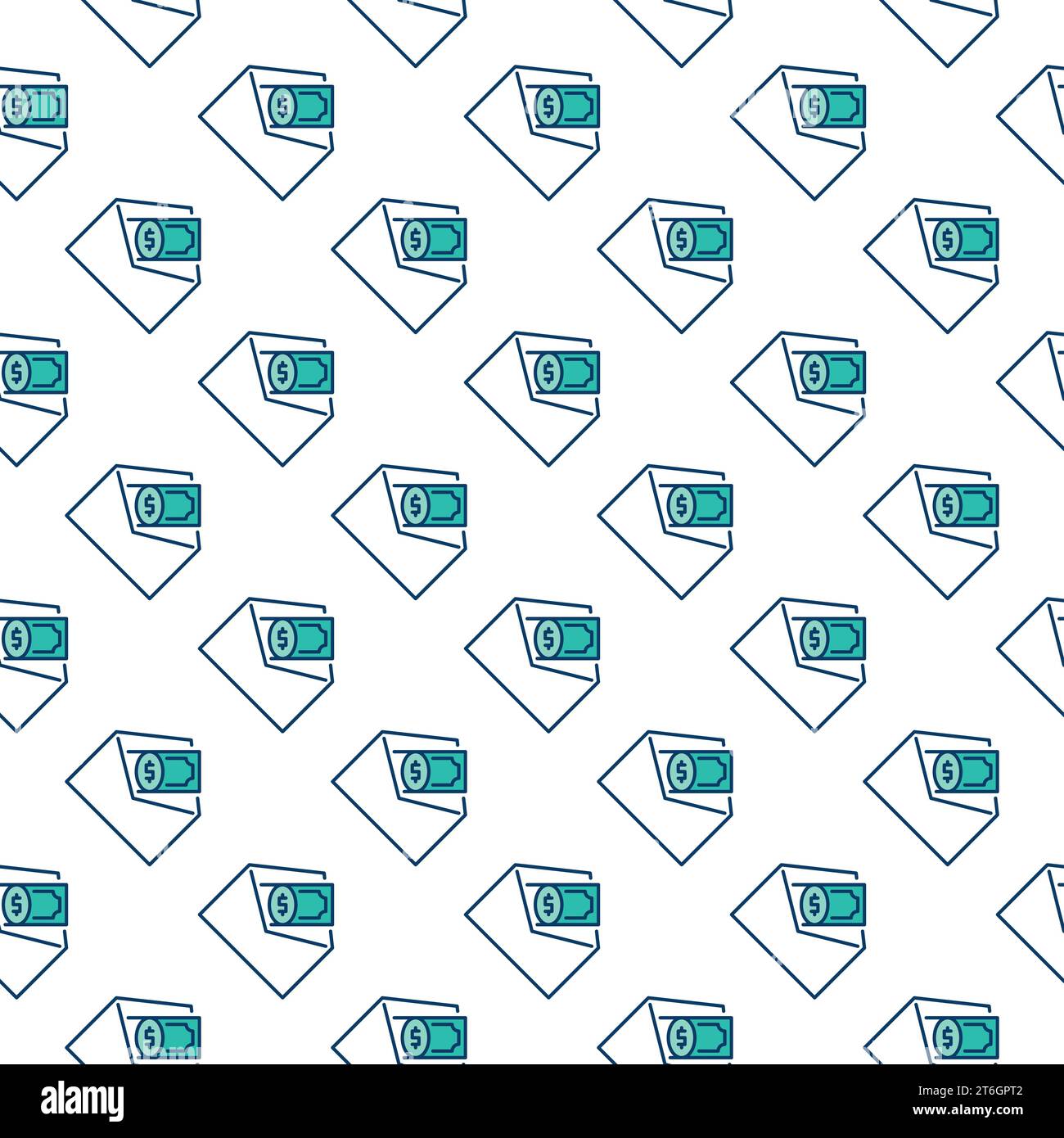 Cash in Open Envelope vector Salary concept colored seamless pattern Stock Vector