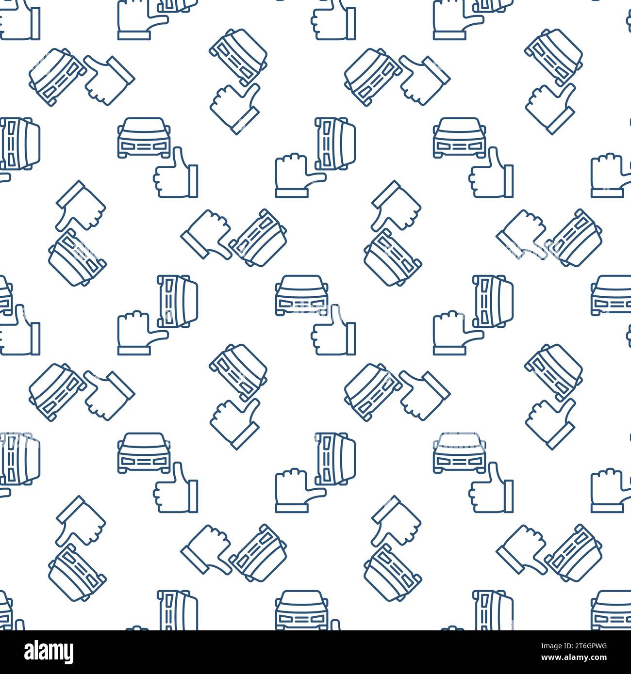 Thumbs Up with Car vector Car Sharing concept thin line seamless pattern Stock Vector