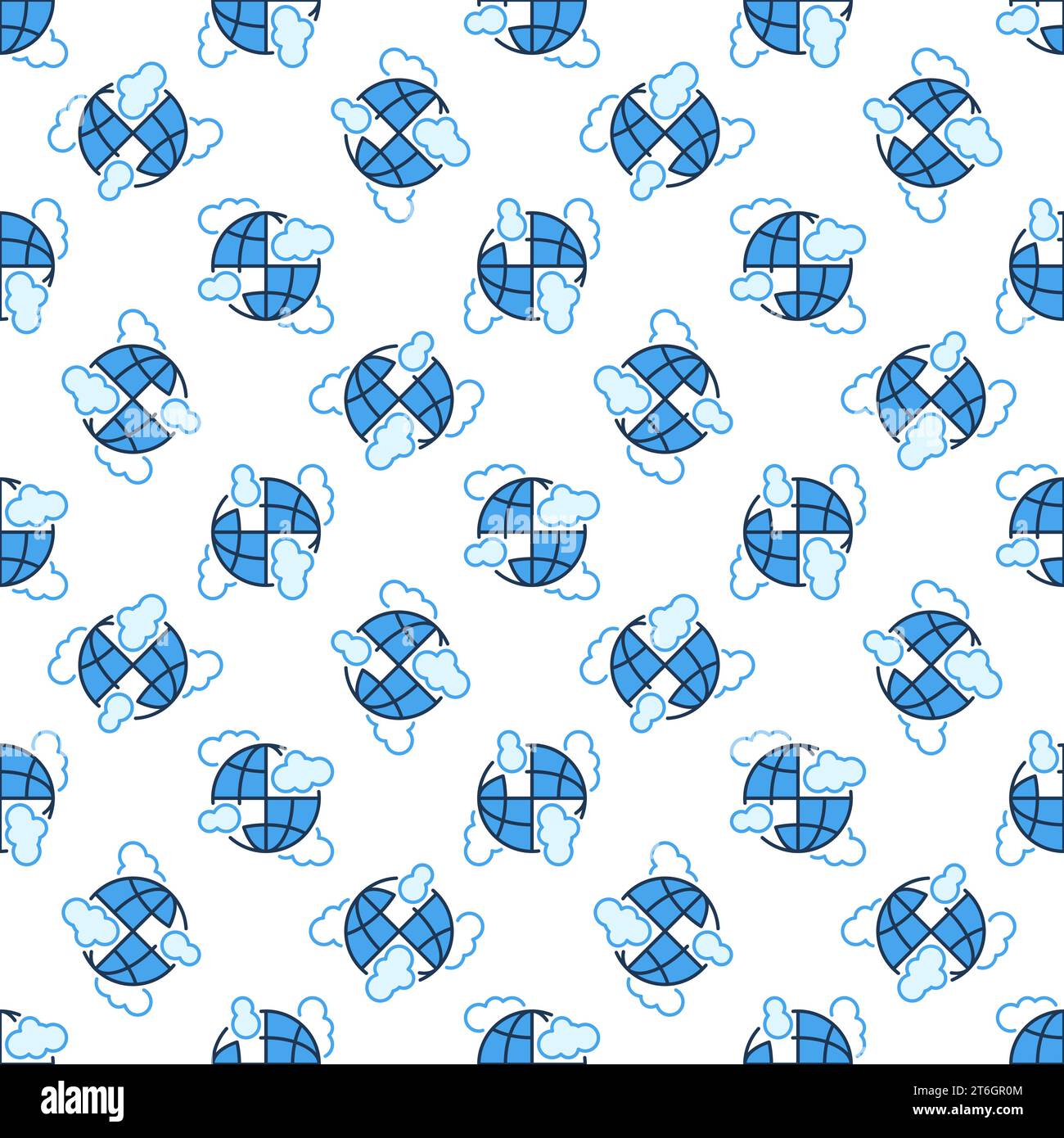 Clouds and Earth Globe vector concept colored seamless pattern Stock ...
