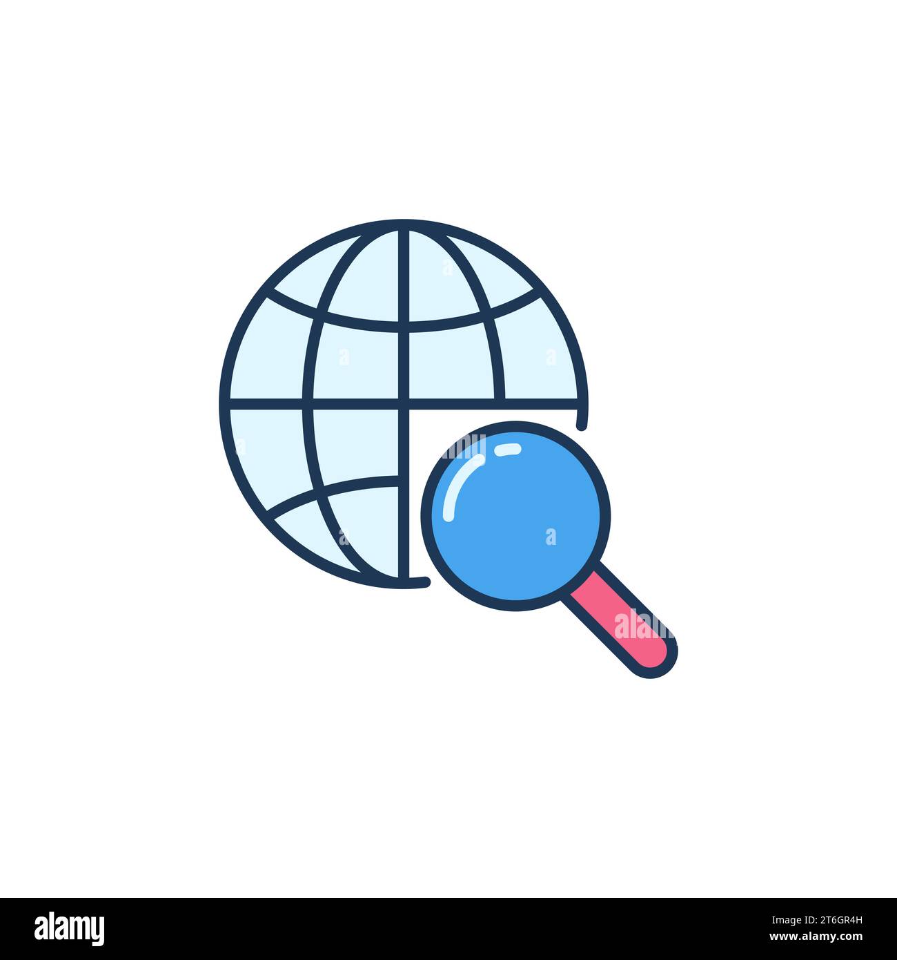 Globe with Magnifying Glass vector concept colored icon or symbol Stock ...