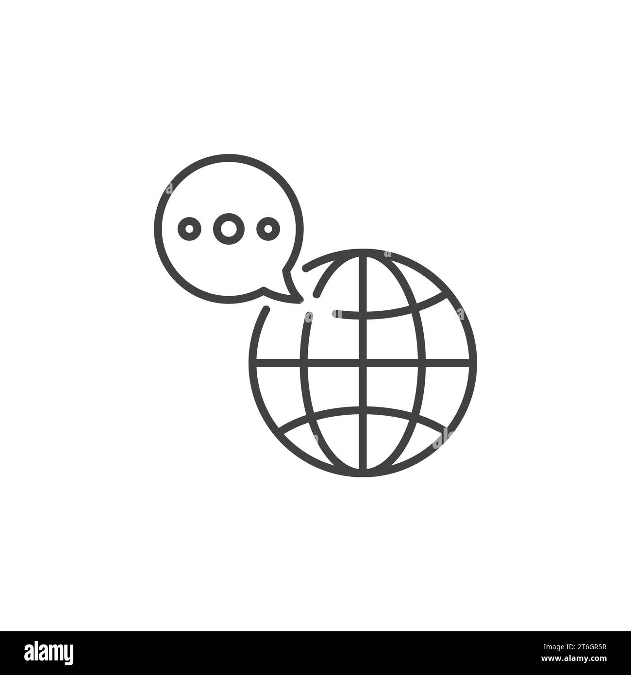 Speech Bubble with Globe vector concept icon or sign in thin line style ...