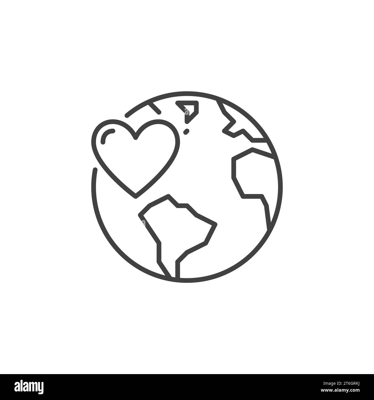 Heart with Earth vector concept linear icon or symbol Stock Vector