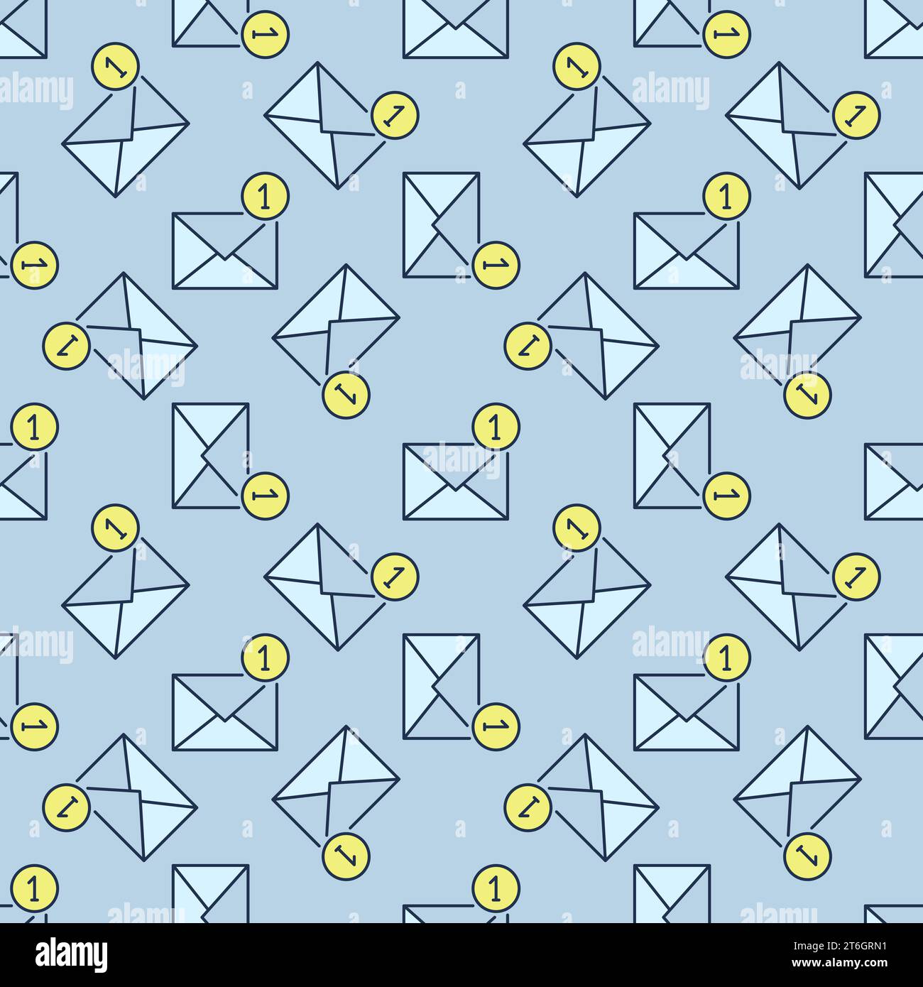1 Number in Circle and Envelope vector One New Email concept colored seamless pattern Stock Vector