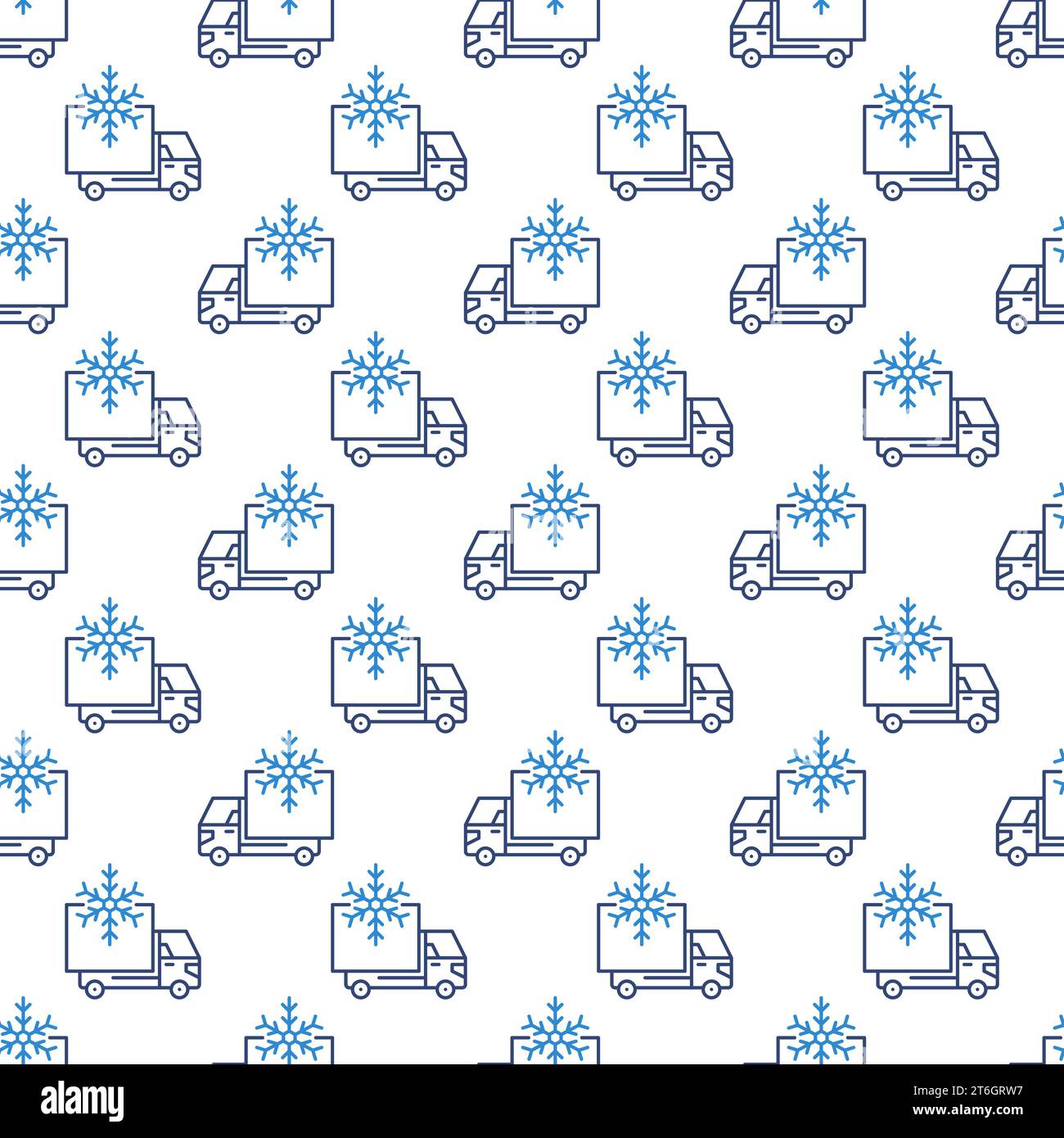 Truck Refrigerator with Snowflake vector concept thin line seamless pattern Stock Vector