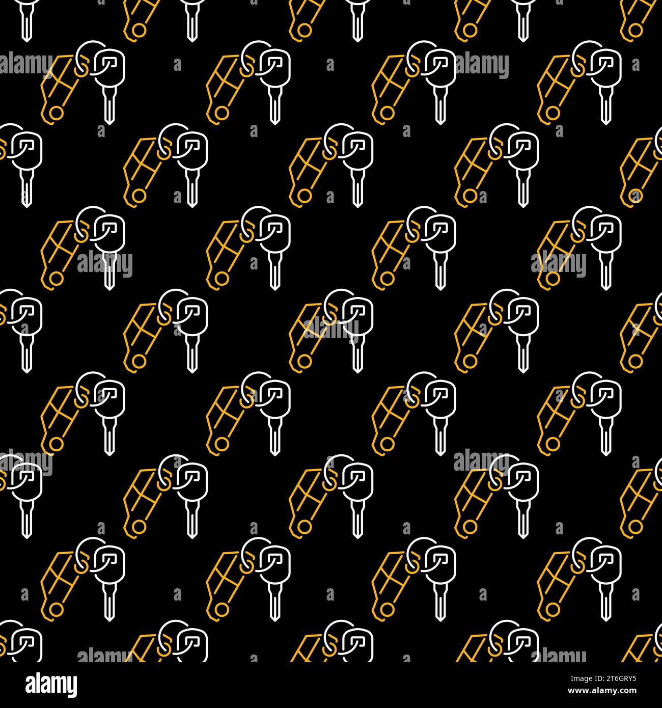 Car Key with Keychain vector Hire concept thin line dark seamless pattern Stock Vector