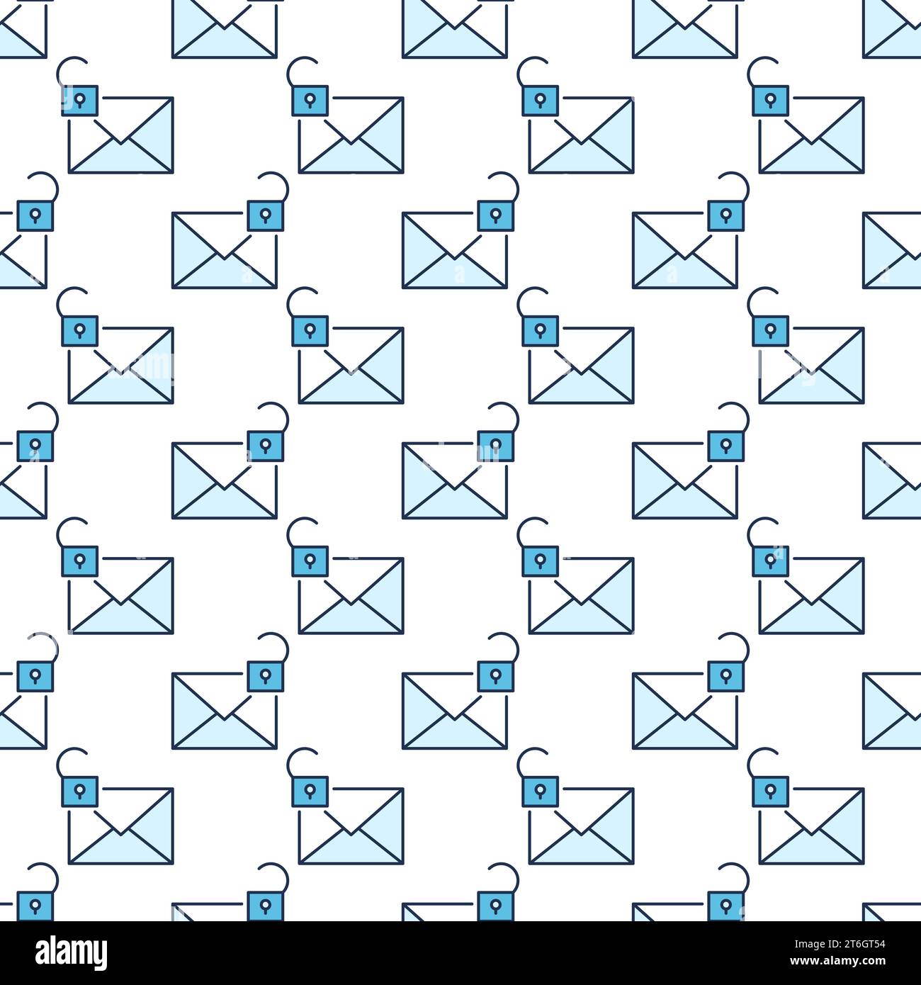 Open Padlock and Envelope vector Email Security concept colored seamless pattern Stock Vector