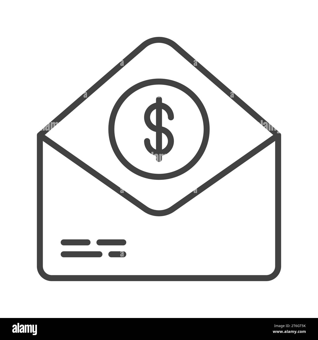 Dollar Coin in Envelope vector concept outline minmal icon or symbol ...