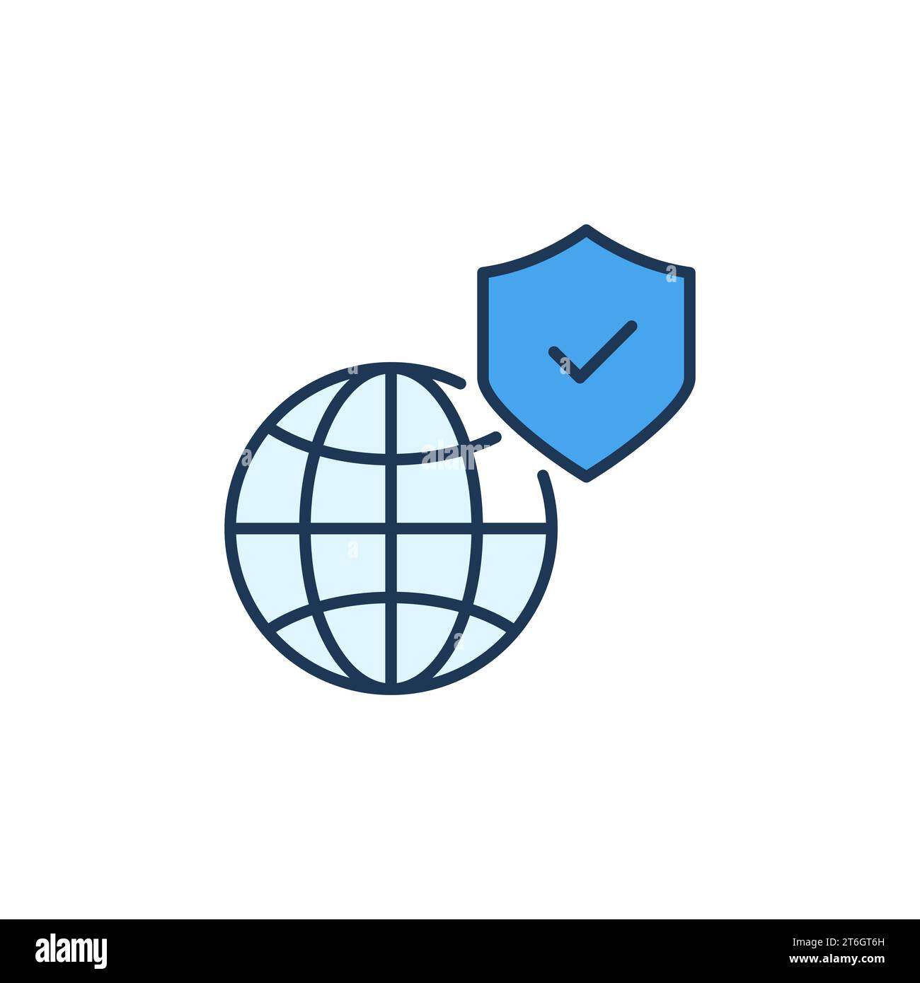 Globe with Shield vector concept colored icon or design element Stock Vector