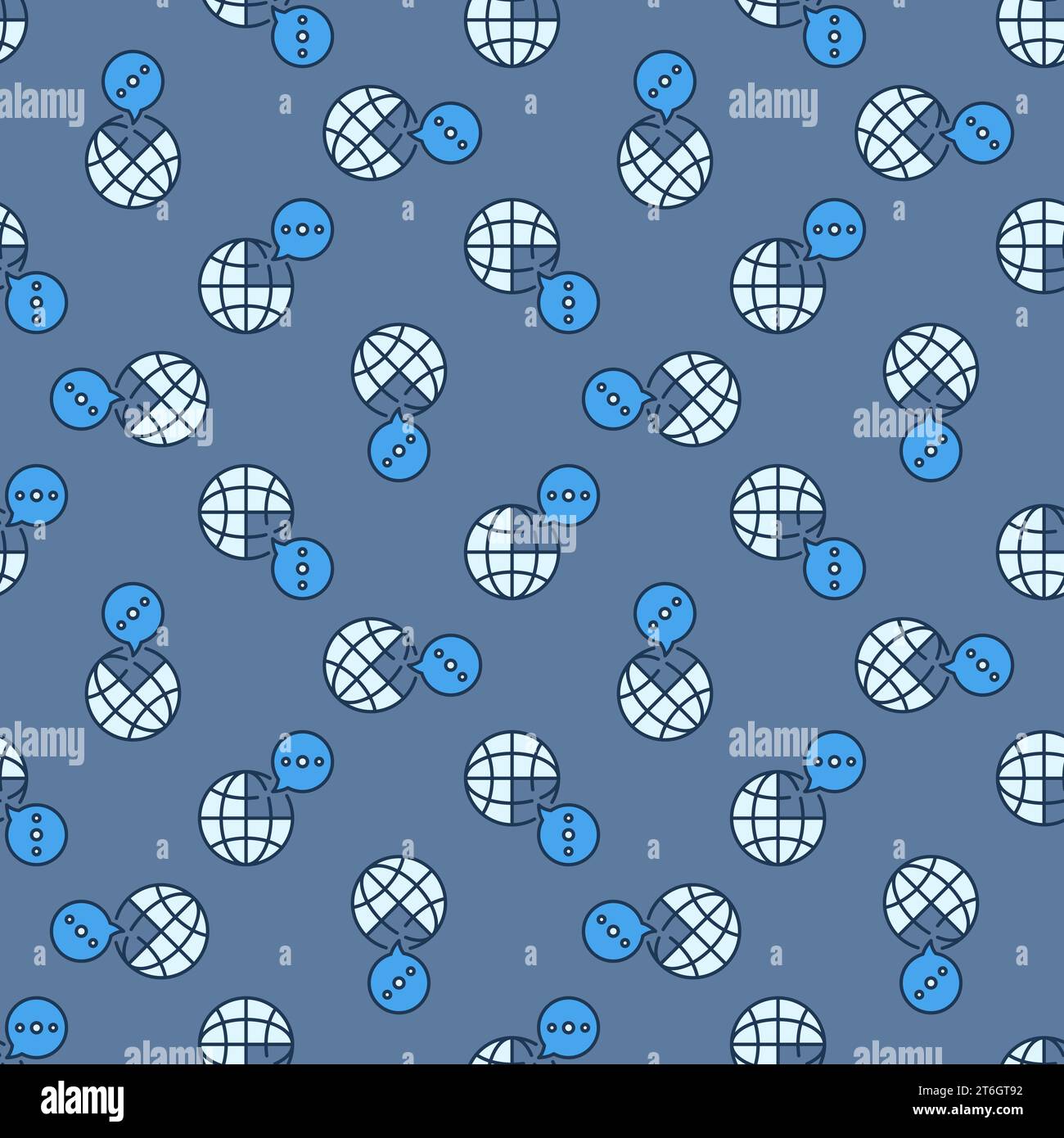 Globe and Speech Bubble vector concept colored seamless pattern Stock Vector