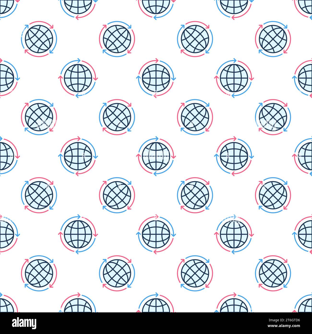 Globe with Round Arrows vector concept colored seamless pattern Stock Vector