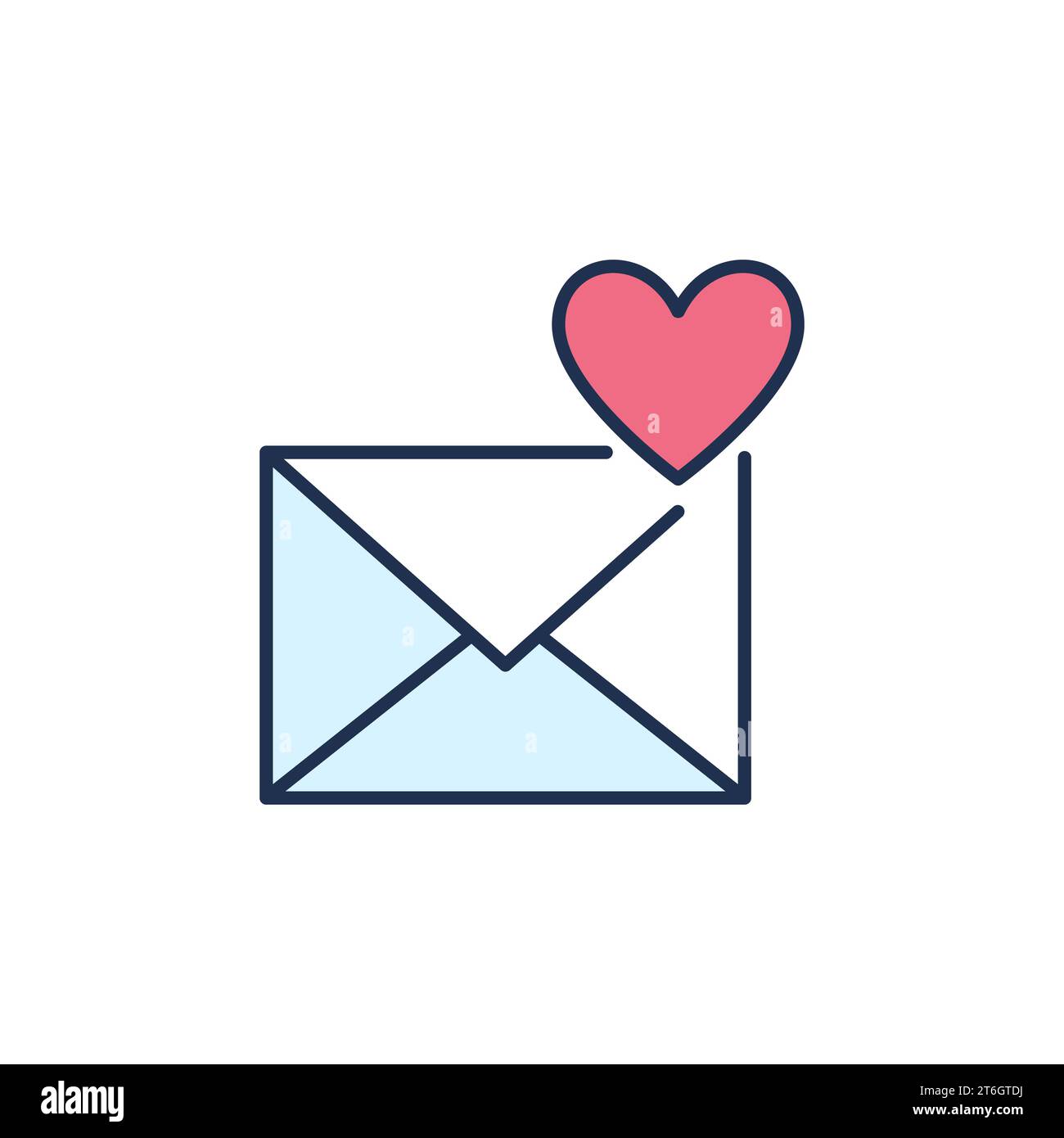 Heart on Envelope vector Email Like Button concept colored icon or logo element Stock Vector