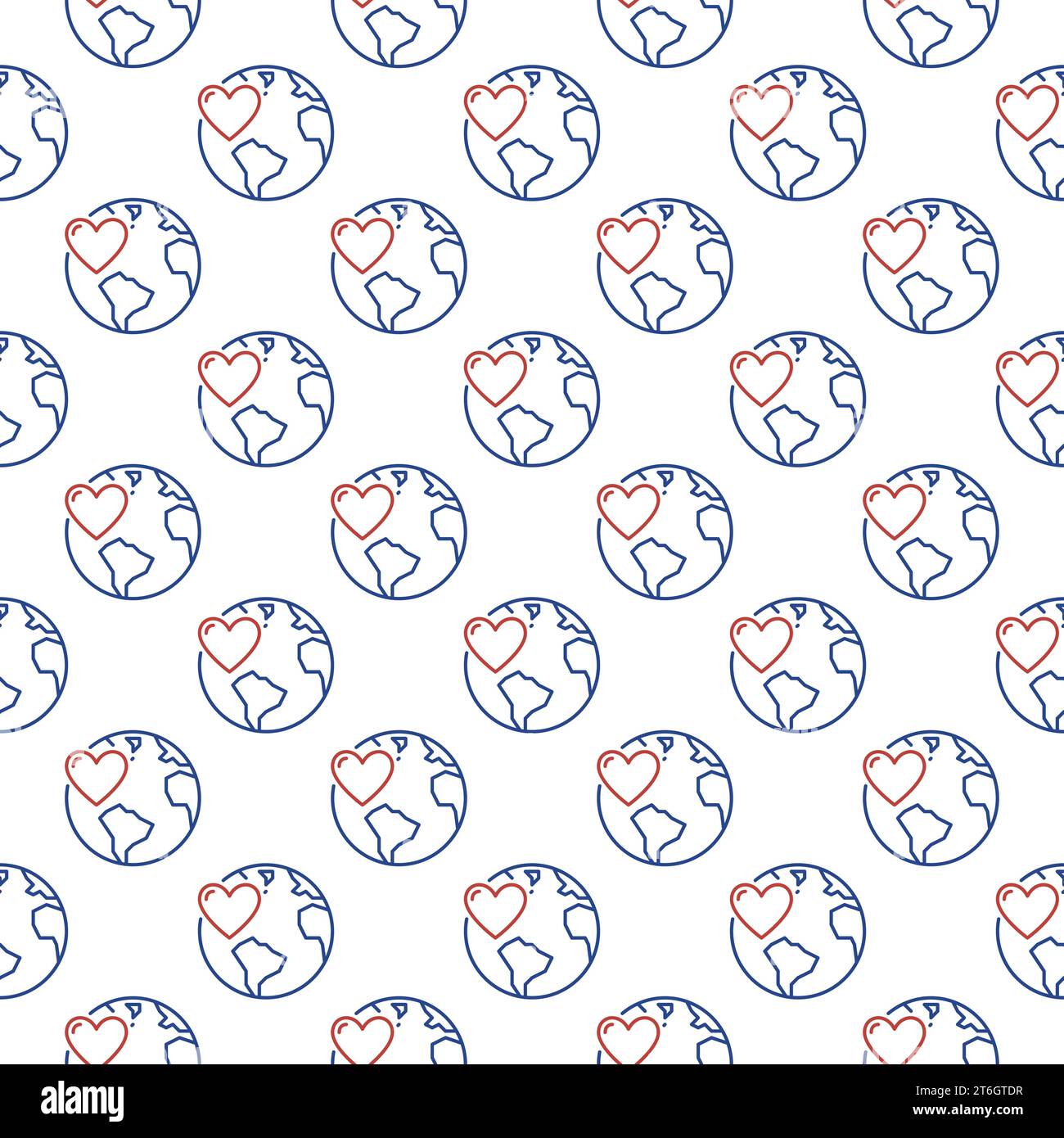 Heart with Earth vector concept linear seamless pattern Stock Vector ...