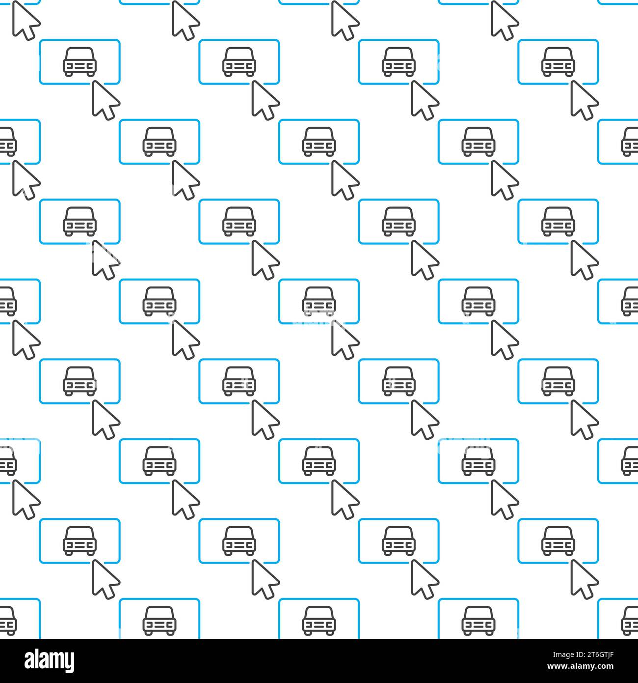 Mouse Click on Car Button vector Rental Car Online Booking concept outline seamless pattern Stock Vector
