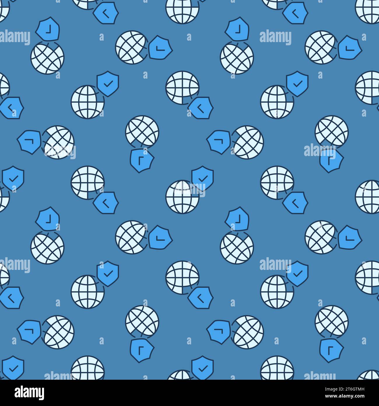 Globe with Shield vector concept colored seamless pattern Stock Vector