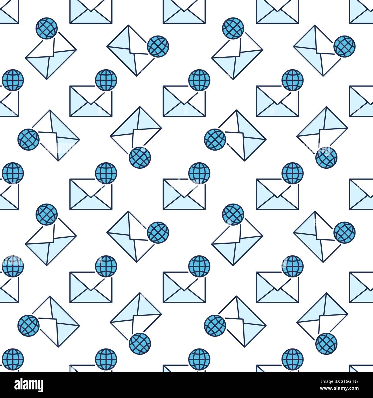 Earth Globe and Envelope vector Online Email concept colored seamless pattern Stock Vector