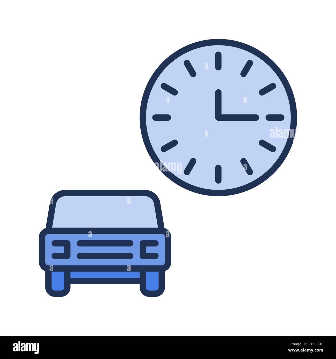 Car and Time vector Rental concept blue icon or symbol Stock Vector