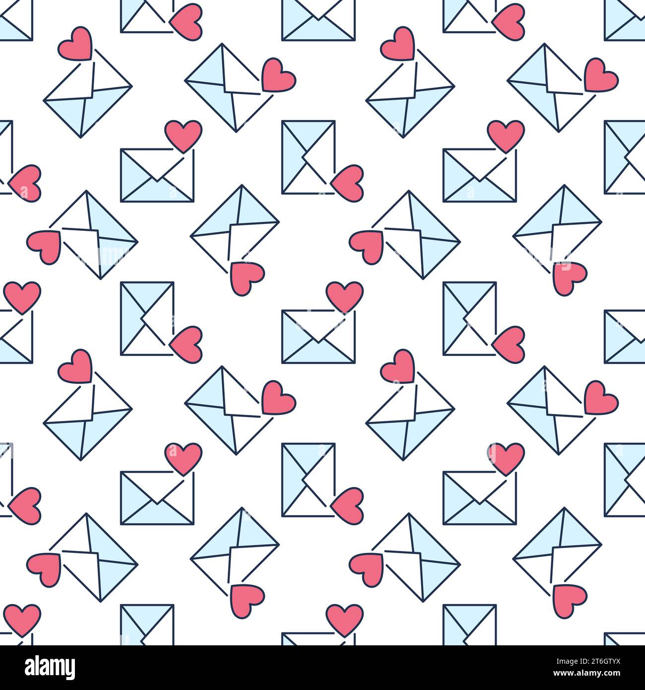 Heart on Envelope vector Email Like Button concept colored seamless pattern Stock Vector