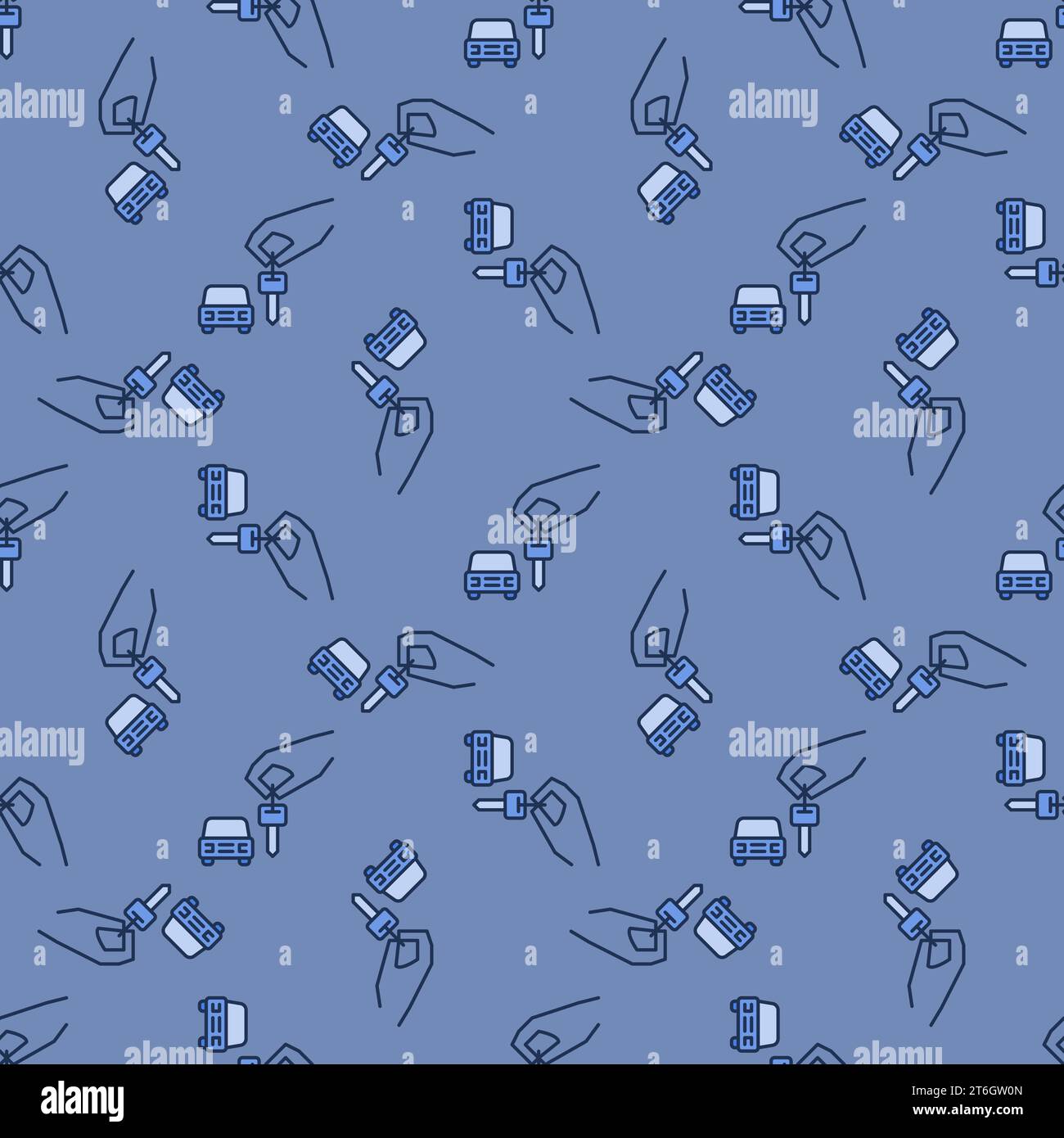 Key in Hand vector Car Rental concept blue seamless pattern Stock Vector