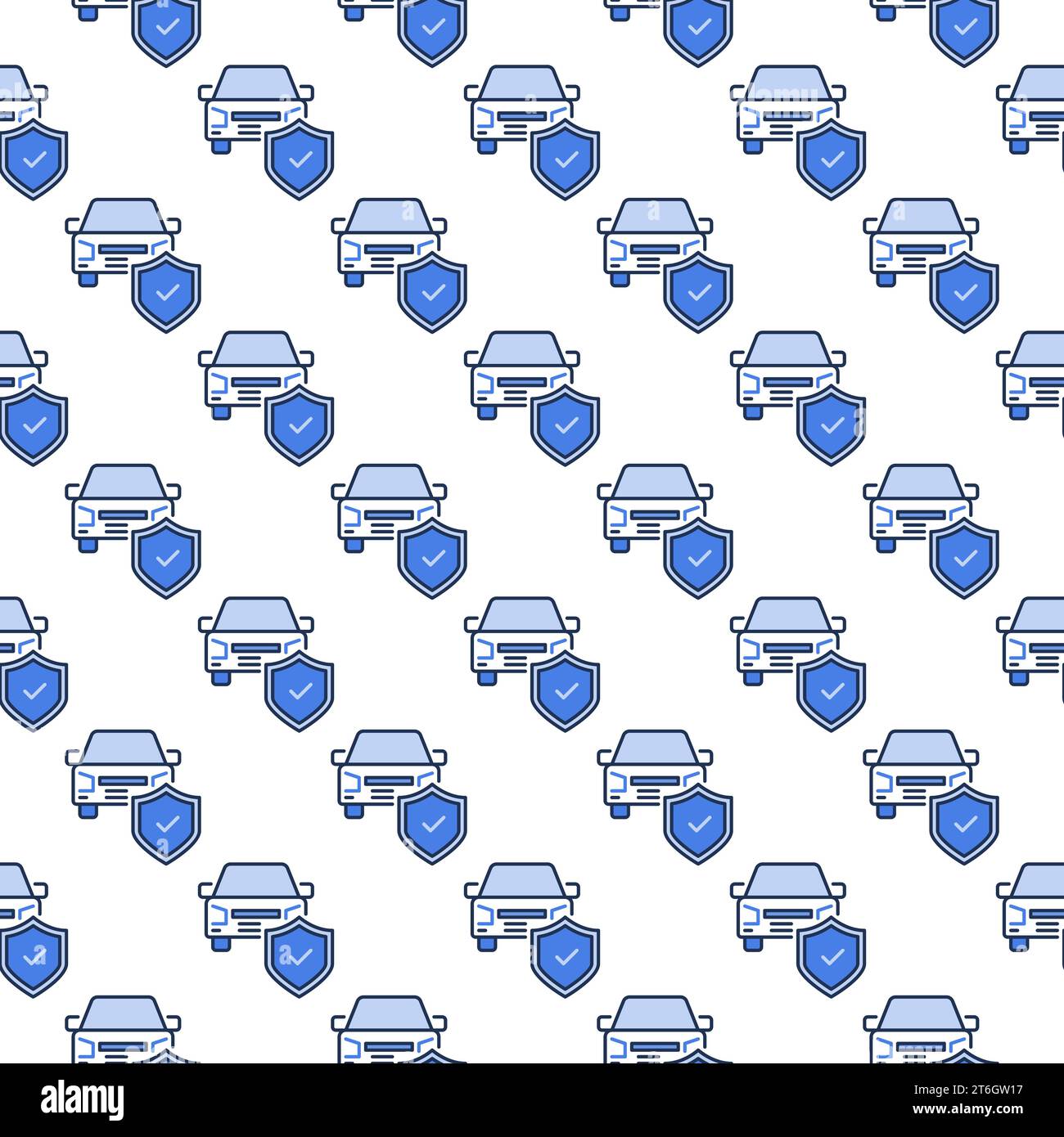 Car with Shield vector Insurance concept blue seamless pattern Stock Vector