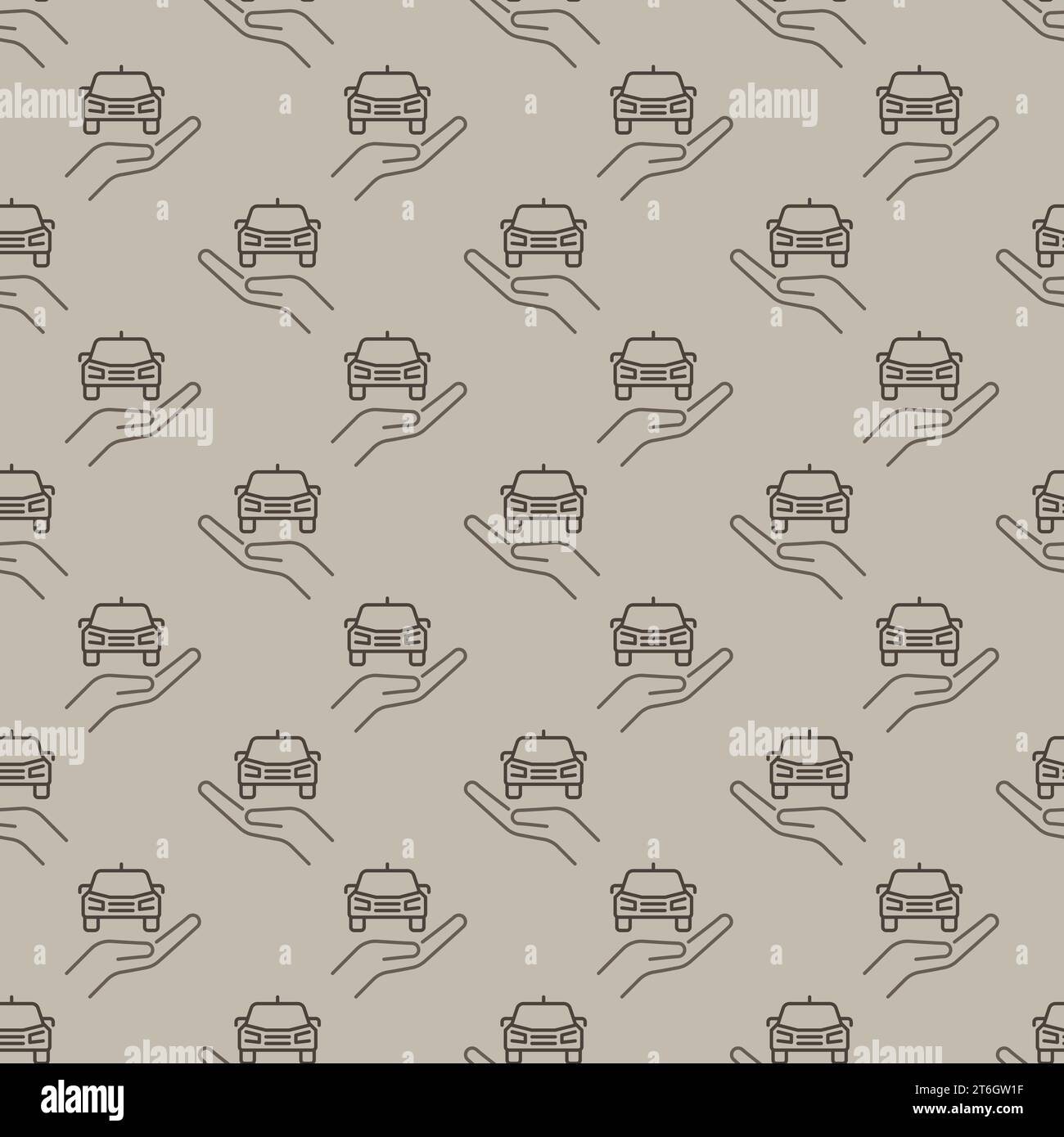 Car Pattern No Color Car on Hand vector Vehicle Rental concept linear seamless pattern Stock ...