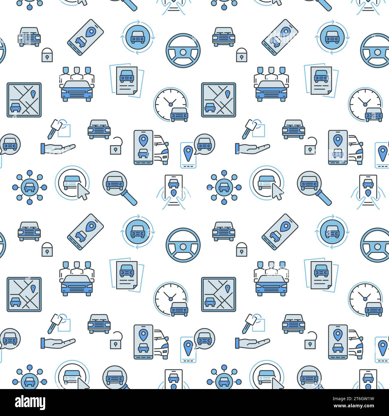 Carsharing vector carpooling concept blue Seamless Pattern Stock Vector