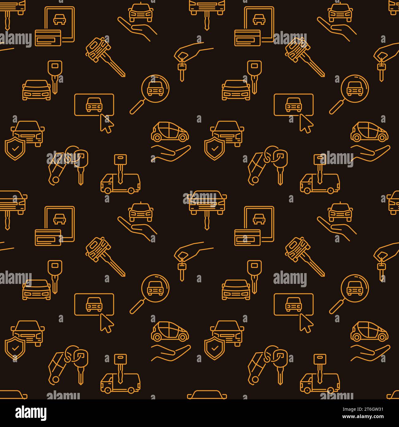 Car Hire Agency vector concept thin line creative seamless pattern or background Stock Vector