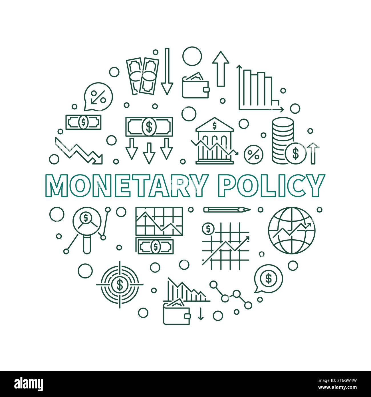 Monetary Policy vector concept round outline banner - Macroeconomics ...