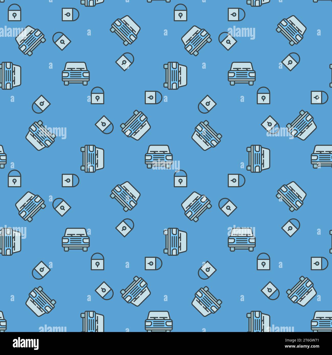 Closed Car vector lock concept blue modern seamless pattern Stock Vector