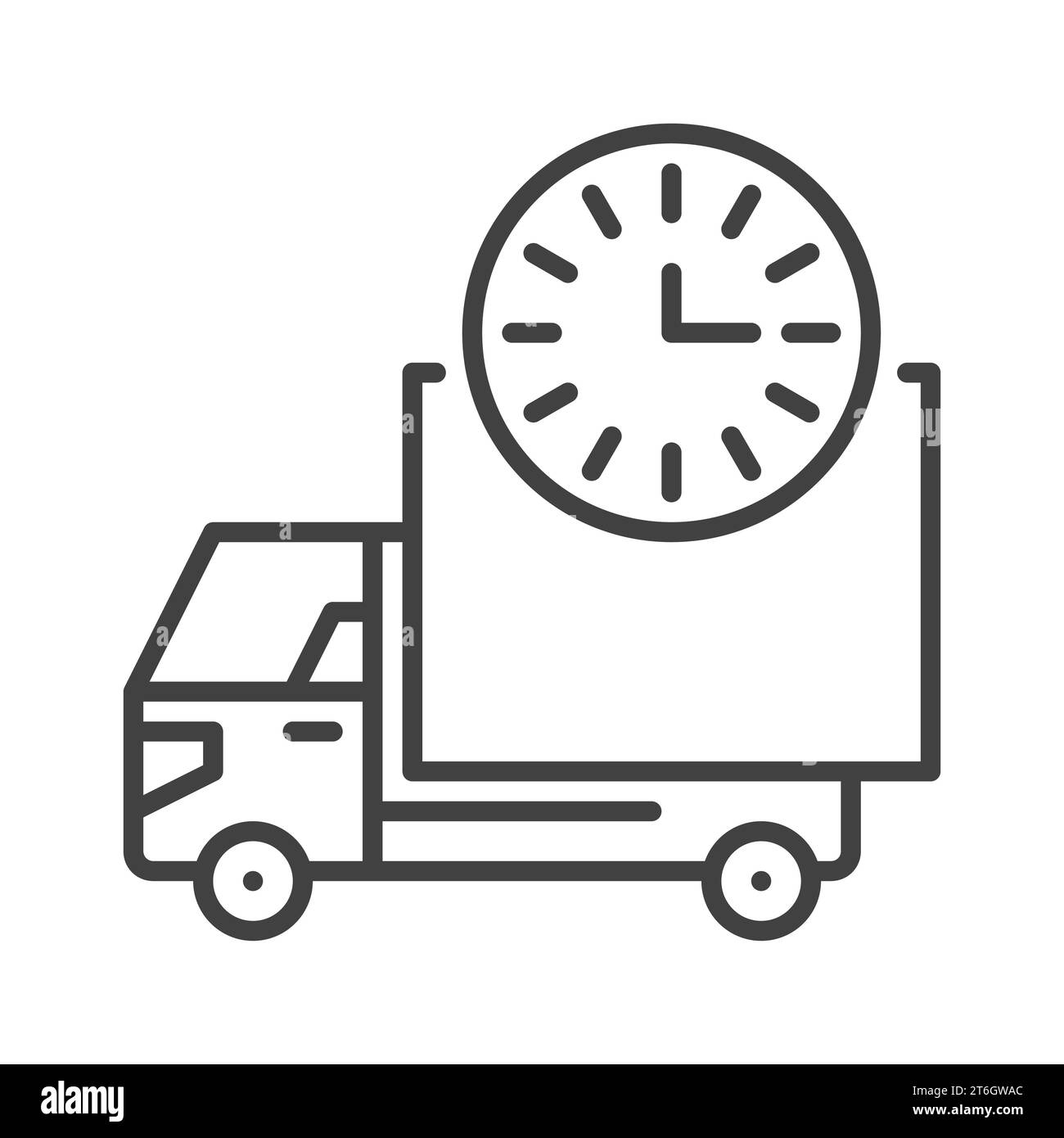 Truck with Clock vector Delivery Time concept thin line icon or symbol
