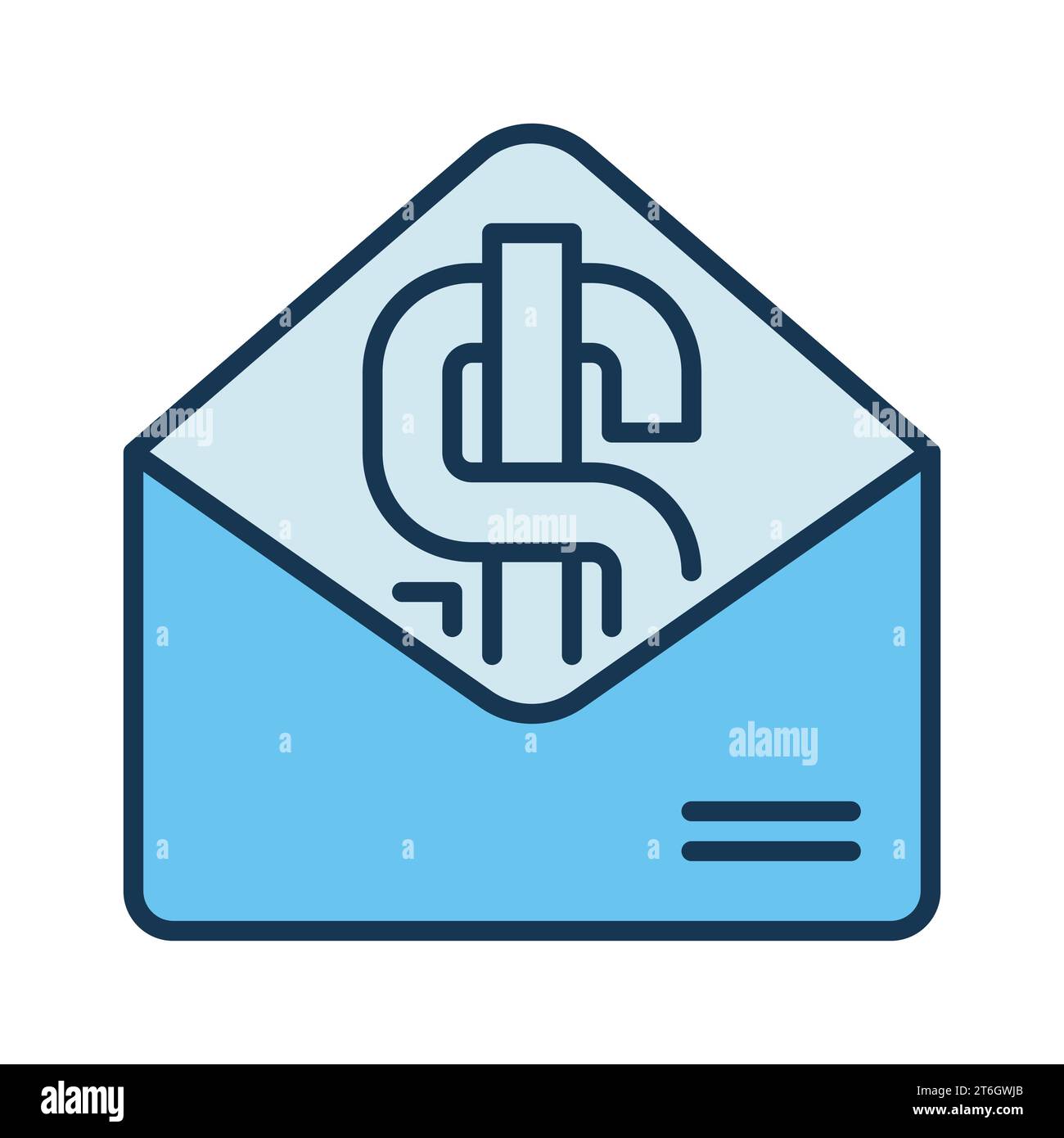 Dollar sign in Opened Envelope vector Money concept colored icon or