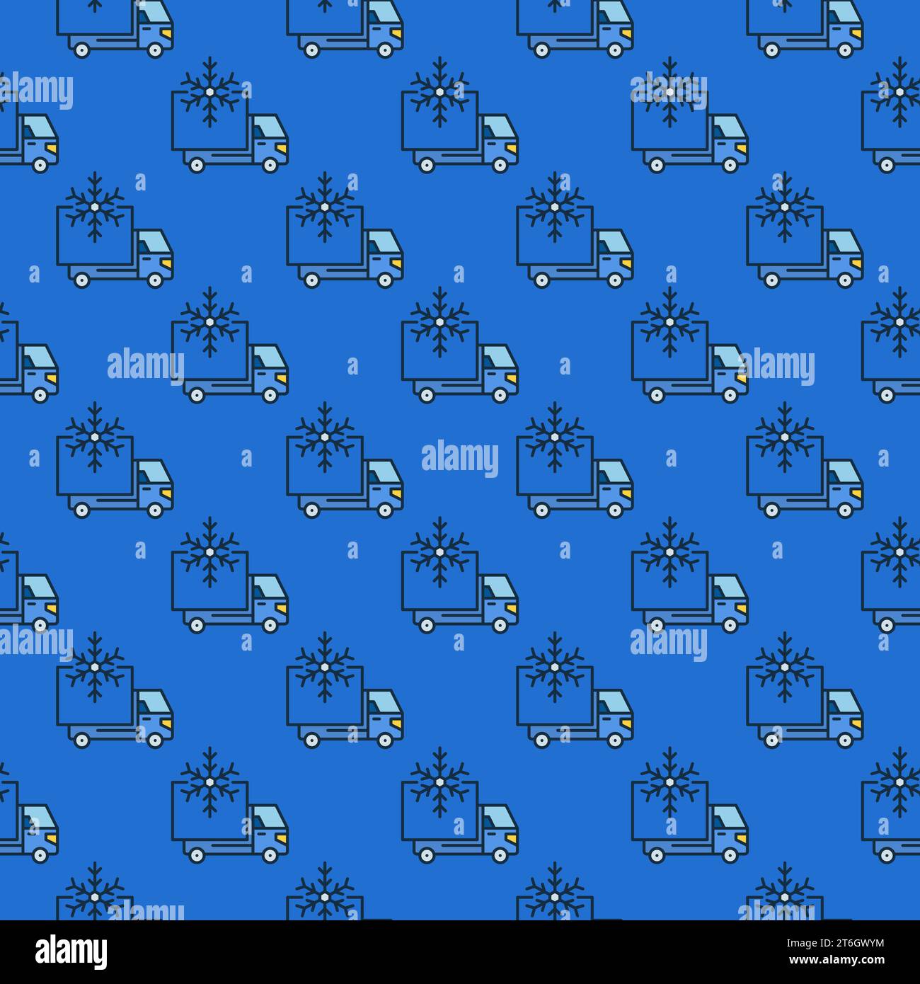 Truck Refrigerator and Snowflake vector concept blue seamless pattern Stock Vector