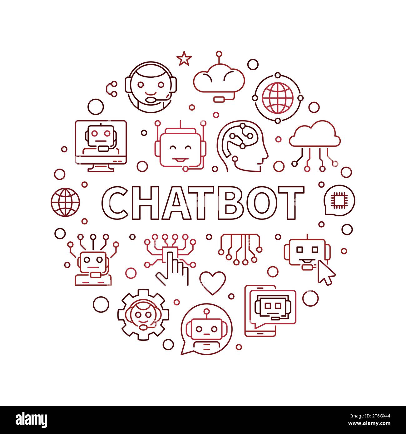 Chatbot Concept Outline Circle Shaped Banner Vector Artificial Intelligence Chatbot Creative 6814