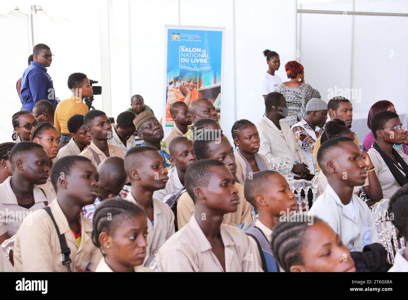 Cotonou, Benin. 9th Nov, 2023. The public attend a lecture given by