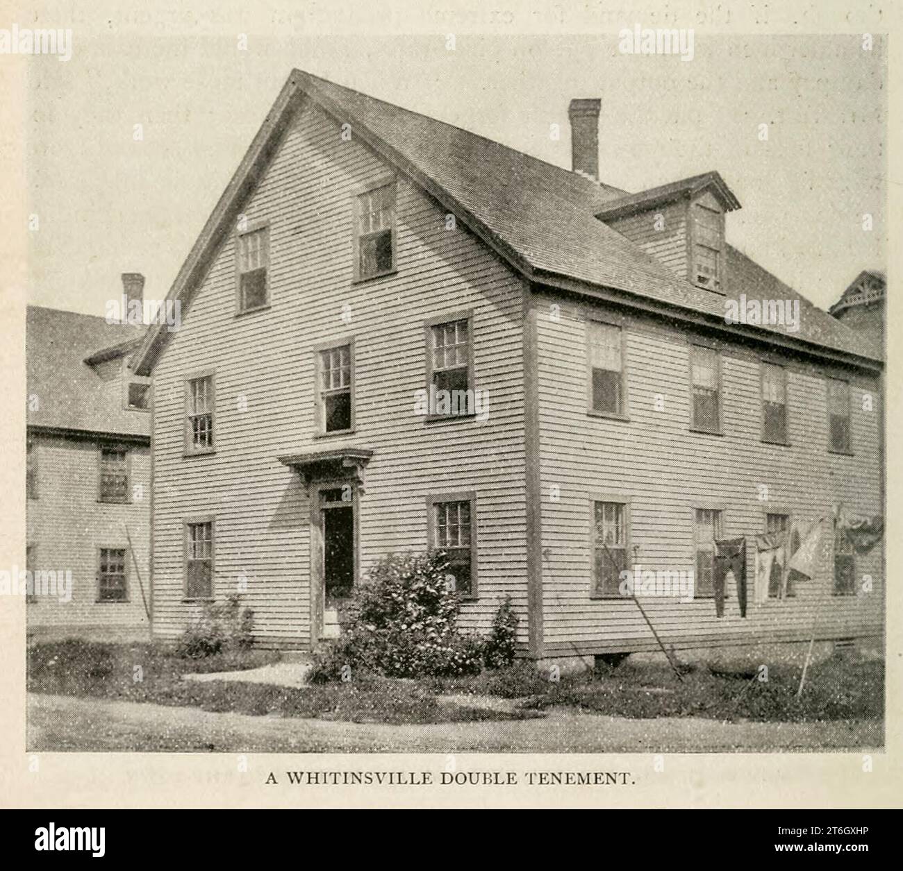 Whitinsville, Mass, Double Tenement from the Article SIX EXAMPLES OF SUCCESSFUL SHOP MANAGEMENT. By Henry Roland. from The Engineering Magazine DEVOTED TO INDUSTRIAL PROGRESS Volume XII October 1896 to March 1897 The Engineering Magazine Co Stock Photo