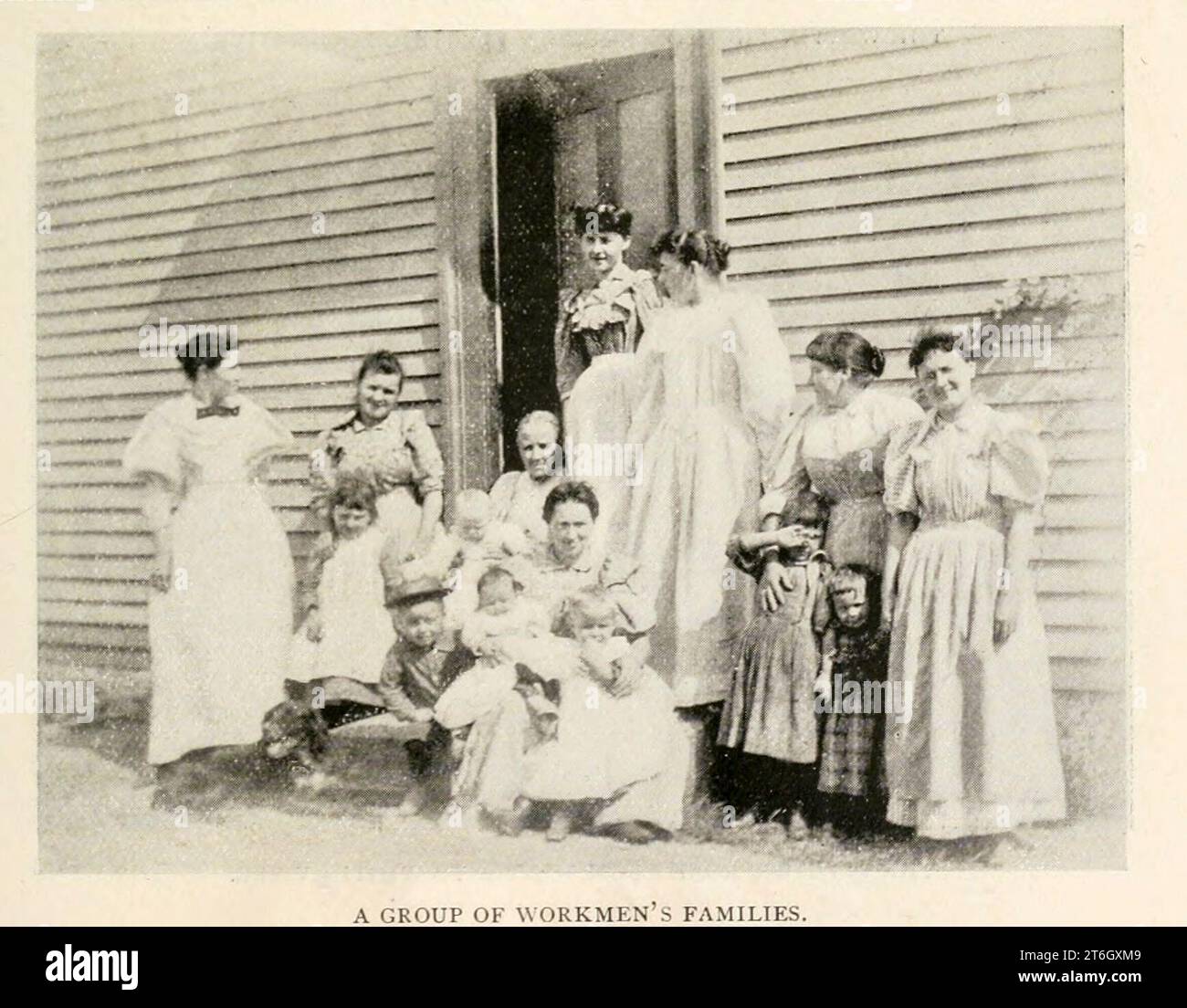 Whitinsville, Mass, Whitin Worker's Families from the Article SIX EXAMPLES OF SUCCESSFUL SHOP MANAGEMENT. By Henry Roland. from The Engineering Magazine DEVOTED TO INDUSTRIAL PROGRESS Volume XII October 1896 to March 1897 The Engineering Magazine Co Stock Photo