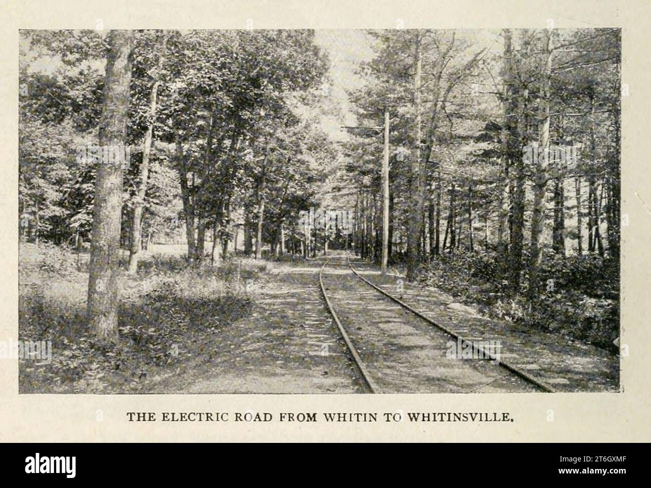 The Electric Road (rails) from Whitin to Whitinsville from the Article SIX EXAMPLES OF SUCCESSFUL SHOP MANAGEMENT. By Henry Roland. from The Engineering Magazine DEVOTED TO INDUSTRIAL PROGRESS Volume XII October 1896 to March 1897 The Engineering Magazine Co Stock Photo