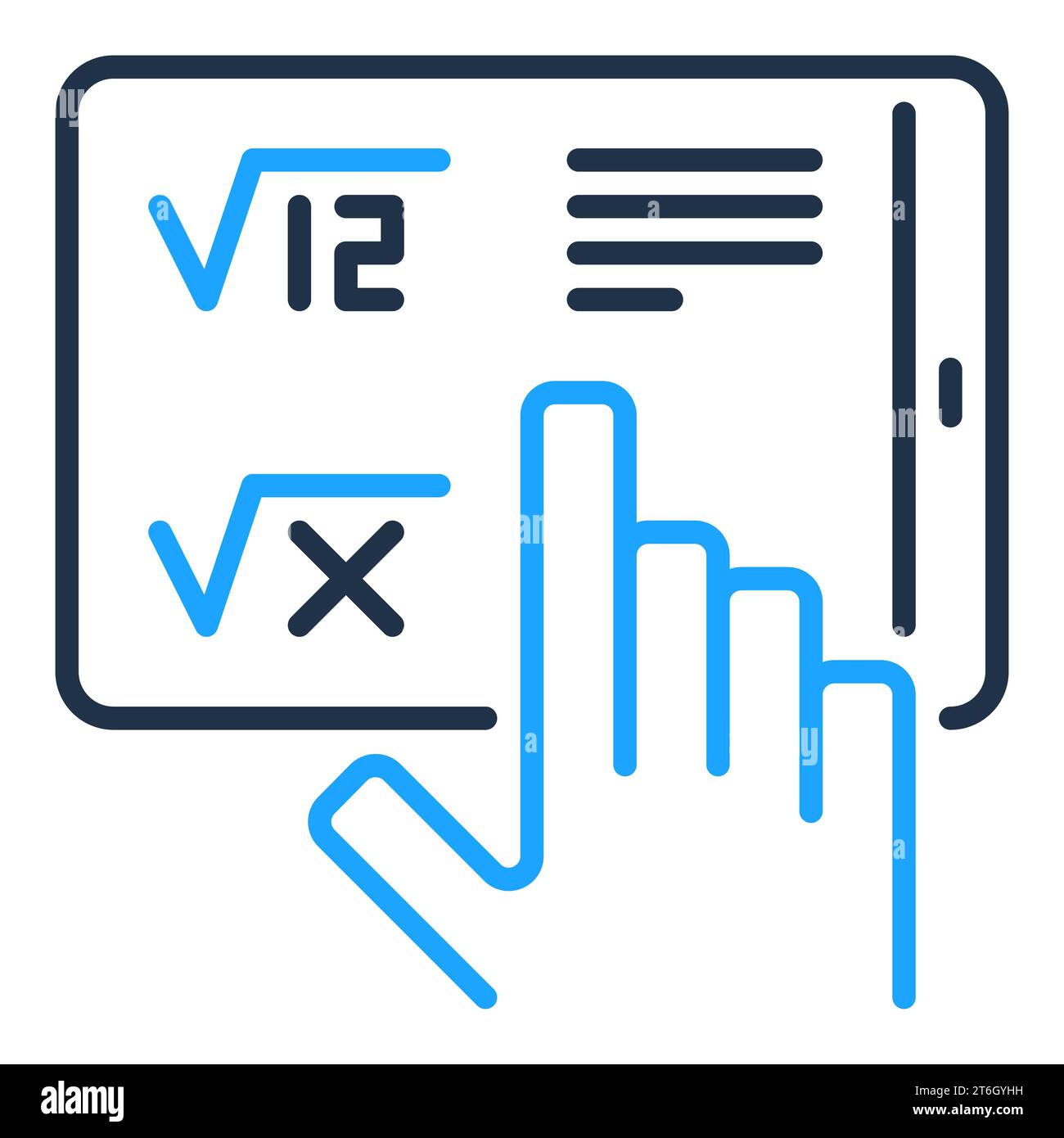 Math Education on Tablet Device vector Online Mathematics Learning concept colored icon or logo element Stock Vector