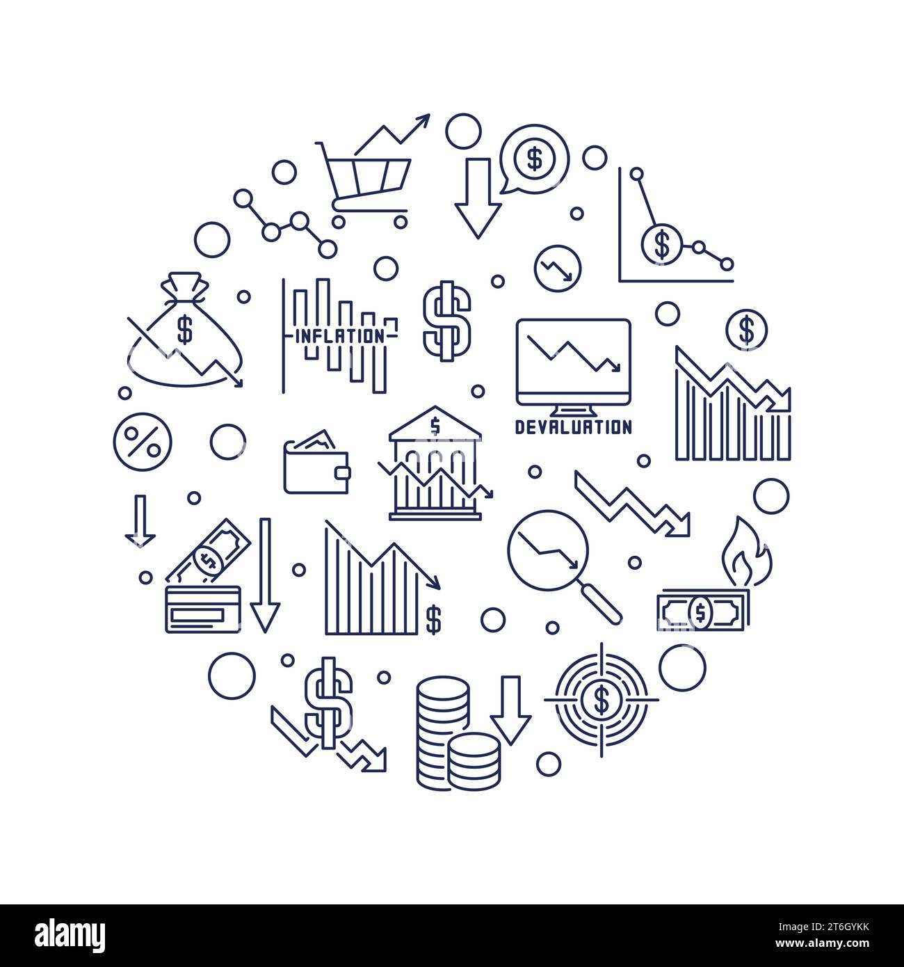 World Financial Crisis vector concept circle shaped outline banner ...