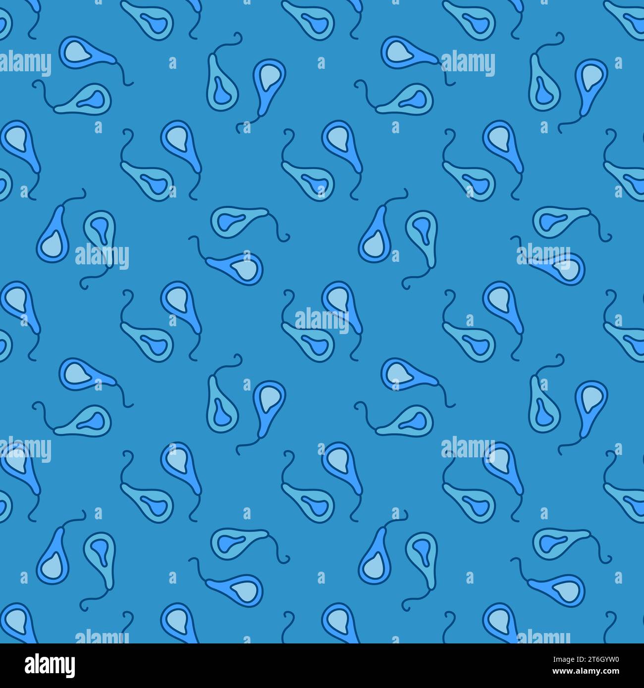 Prokaryote Pair vector Bacterium concept blue modern seamless pattern Stock Vector